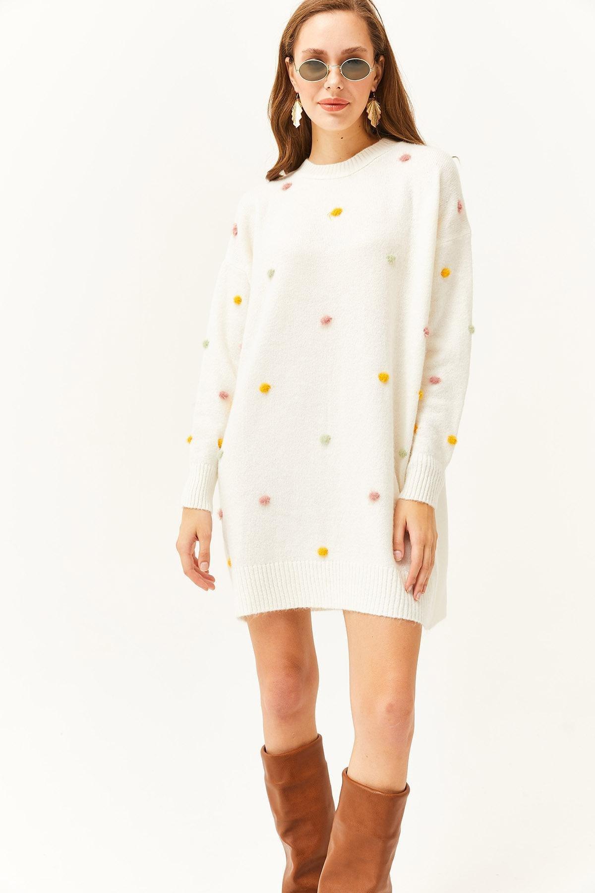 Beige Soft Textured Dress, Ecru, large image number 1