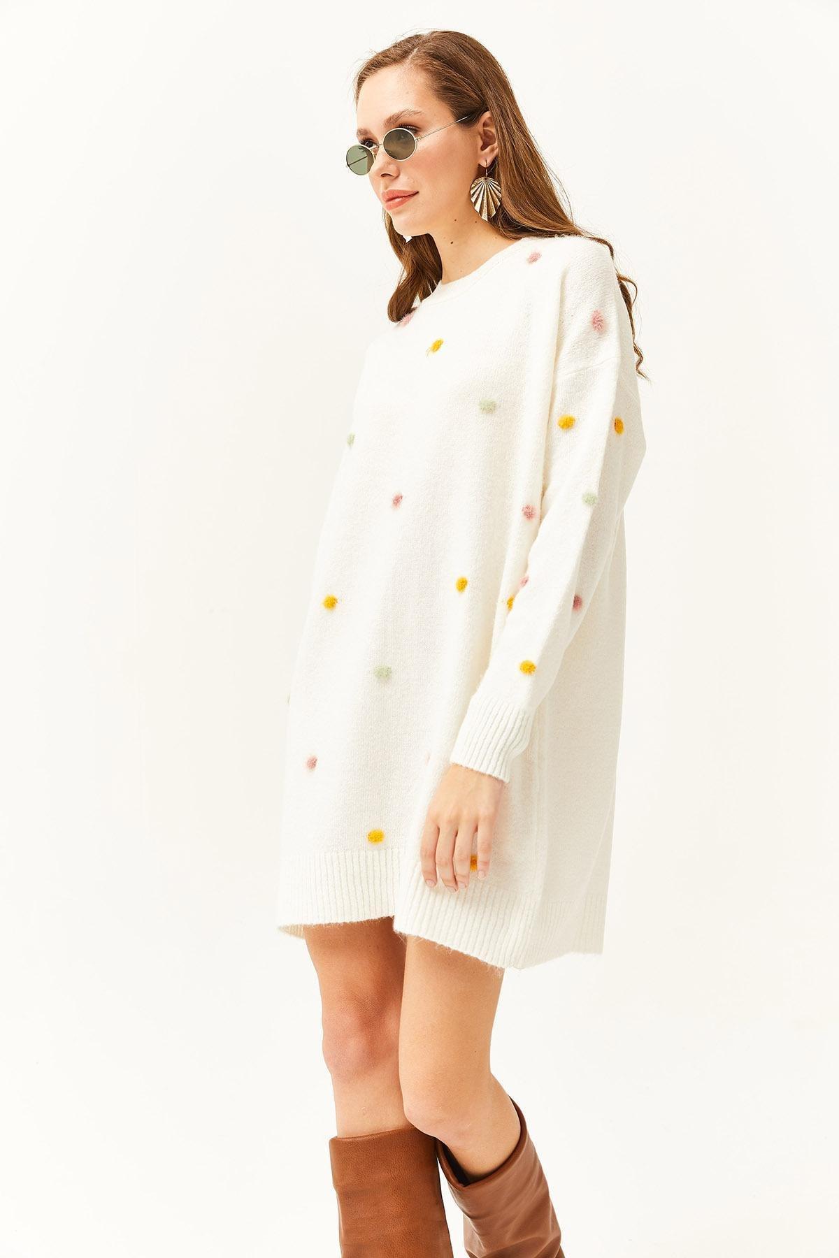 Beige Soft Textured Dress, Ecru, large image number 3