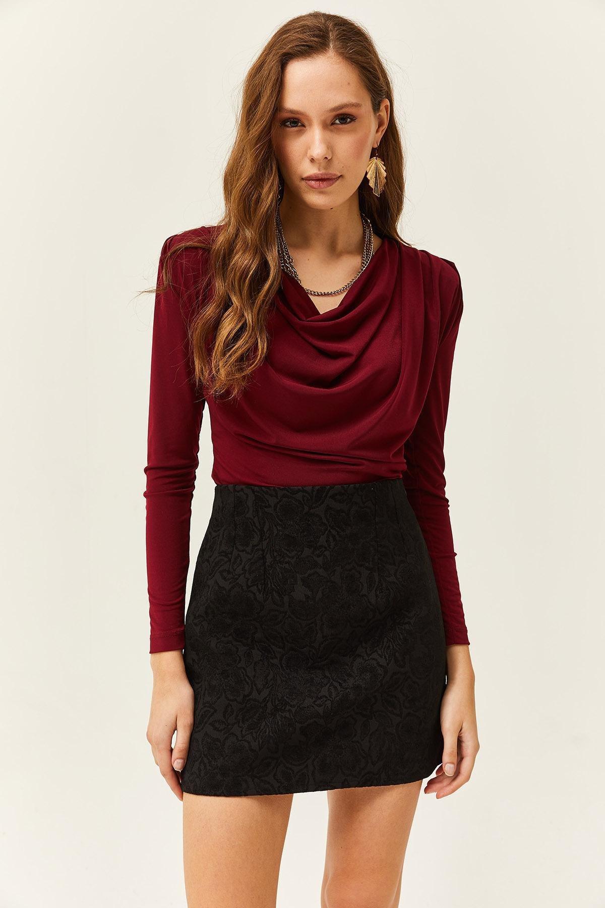 Red Turndown Collar Blouse, , large image number 1