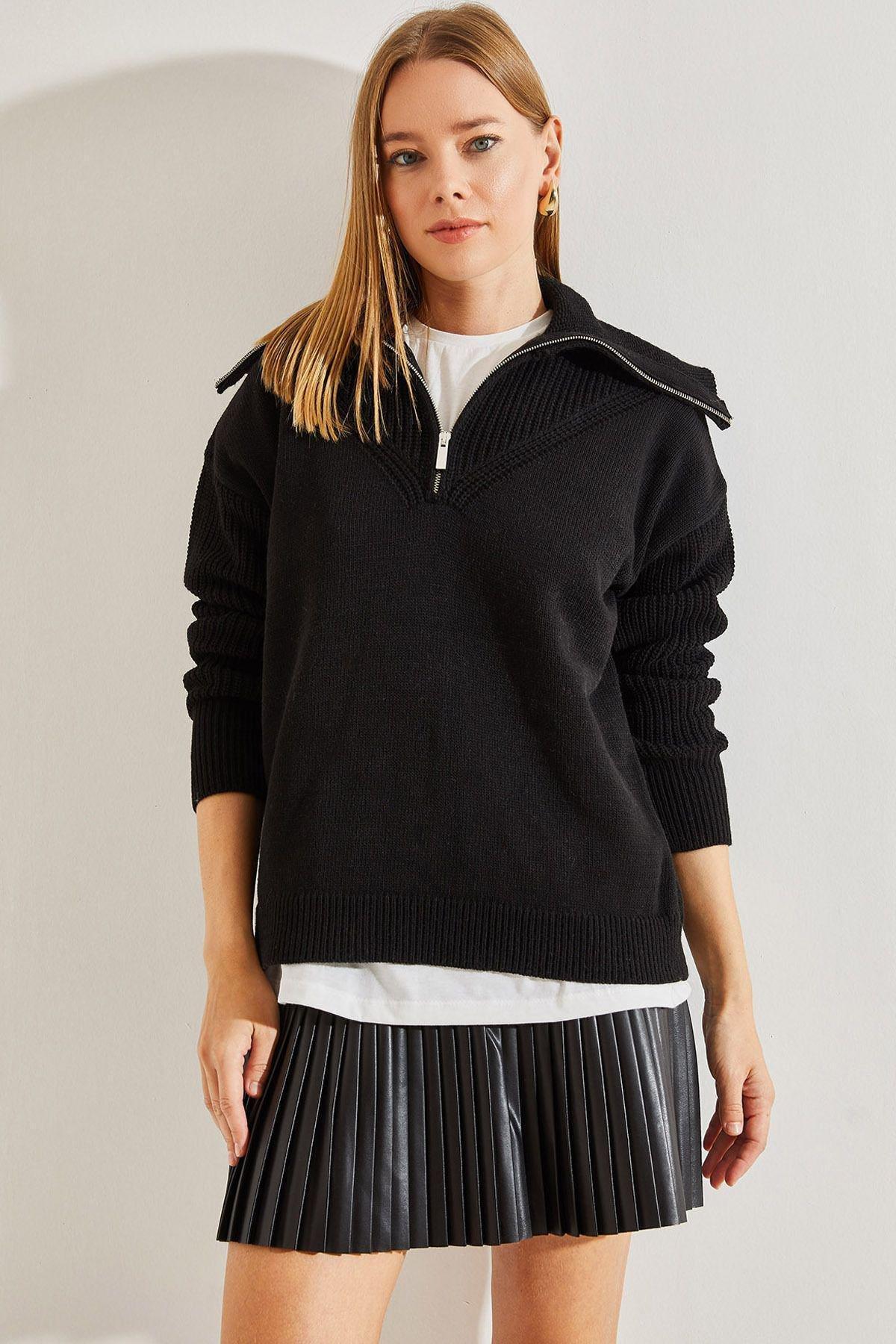 Textured Oversized Casual Sweater, BLACK, large image number 0