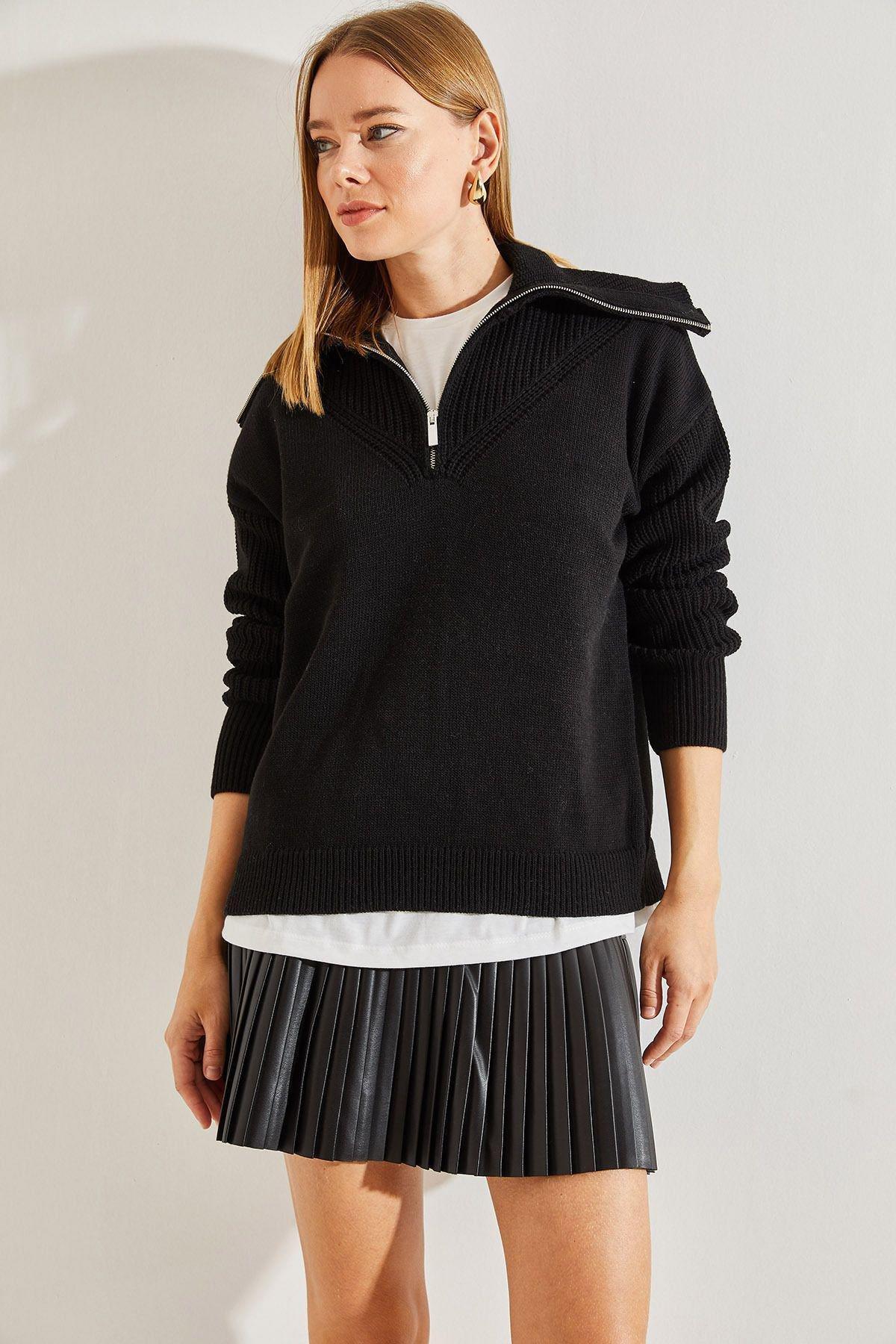 Textured Oversized Casual Sweater, BLACK, large image number 1
