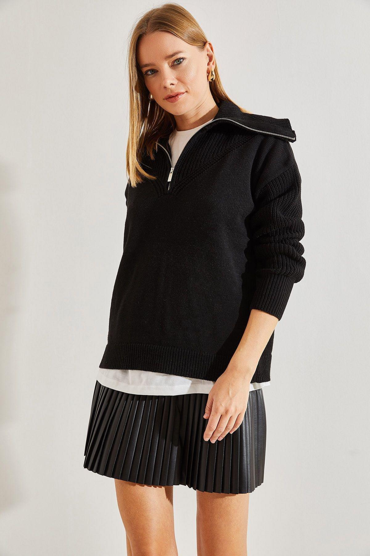 Textured Oversized Casual Sweater, BLACK, large image number 2