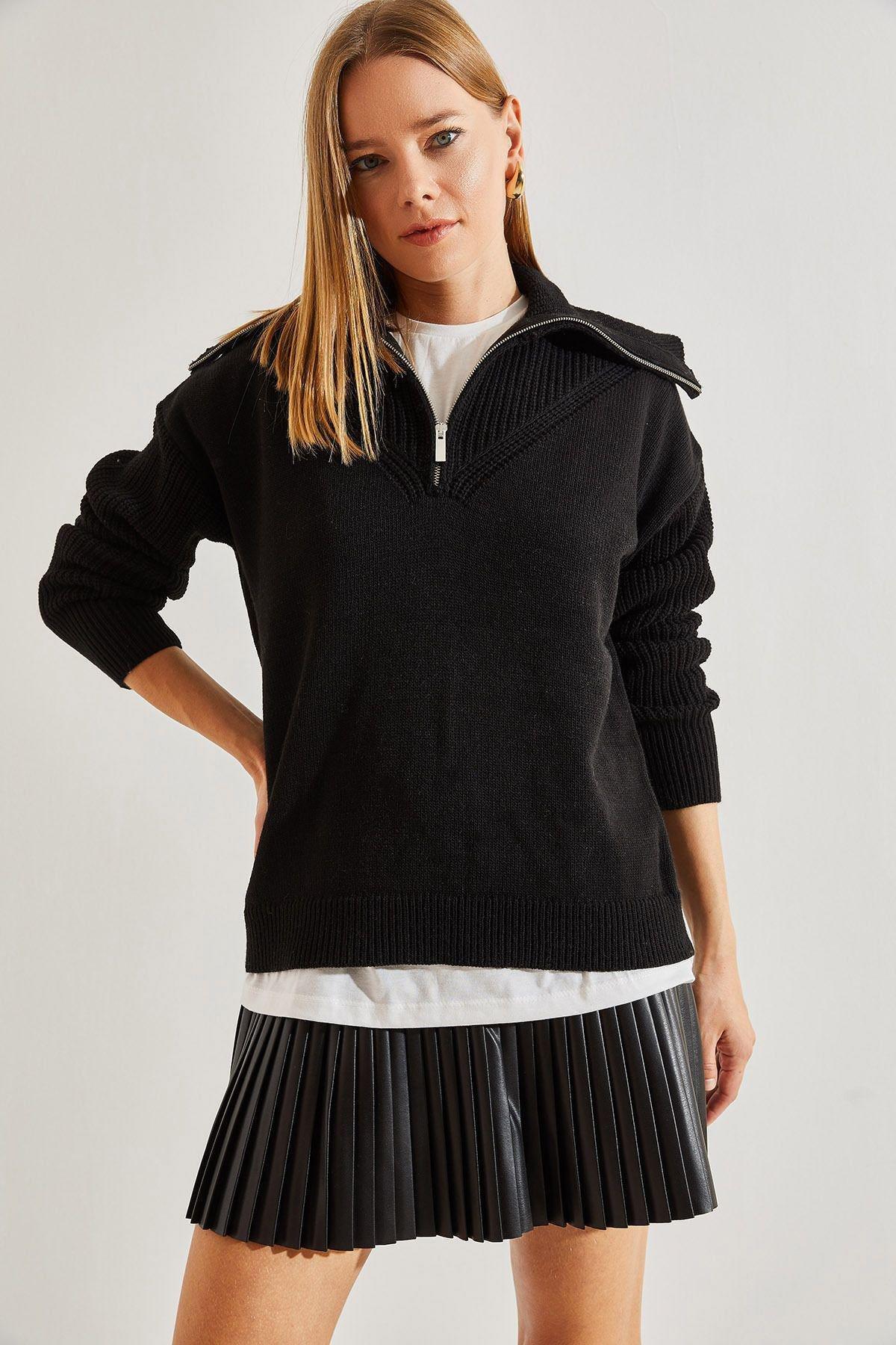 Textured Oversized Casual Sweater, BLACK, large image number 3