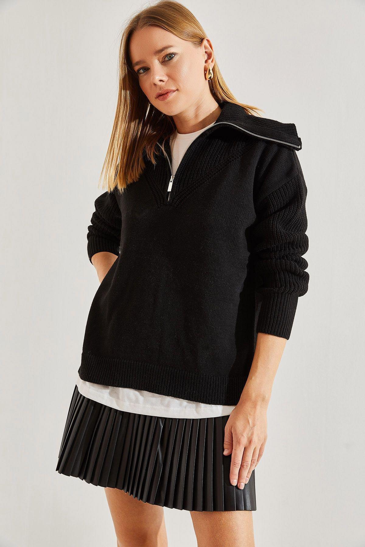 Textured Oversized Casual Sweater, BLACK, large image number 4