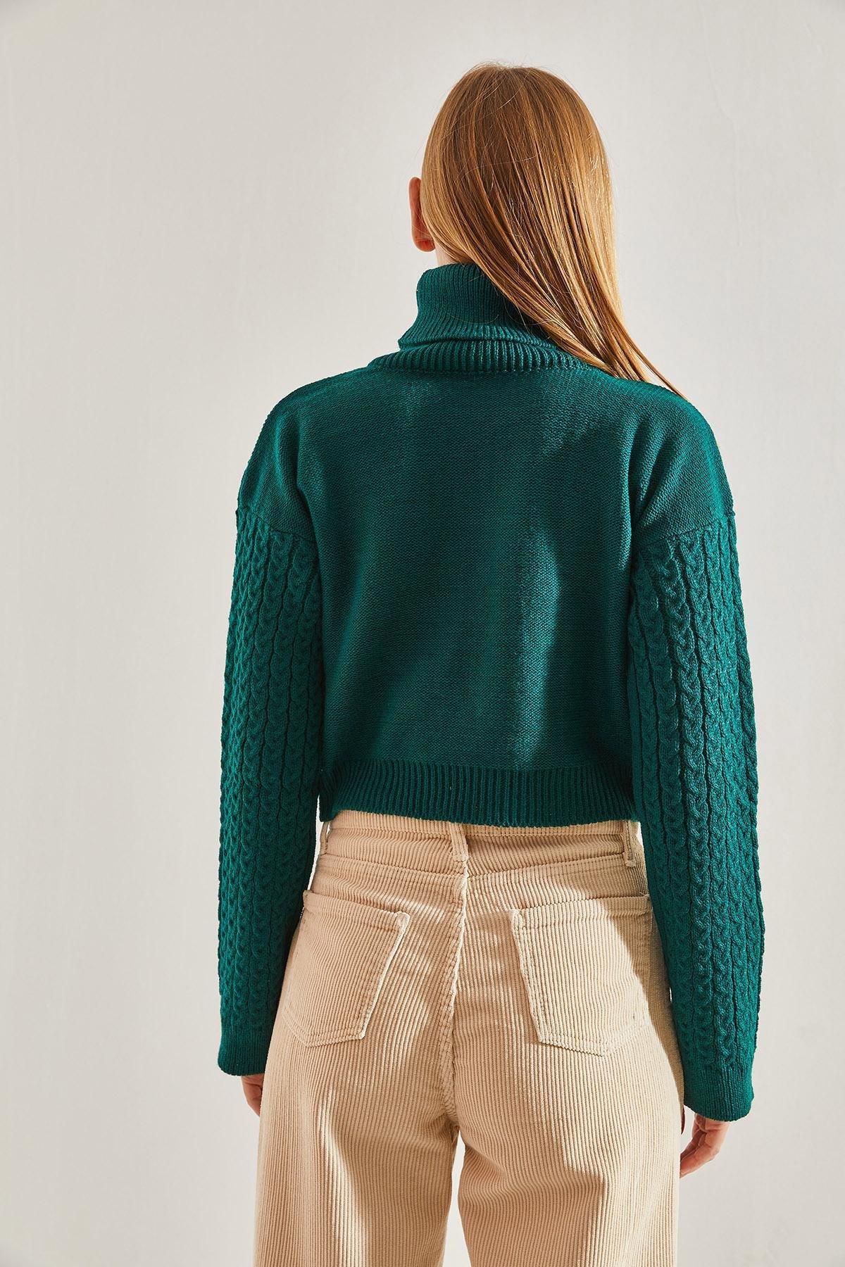 Khaki Turtleneck Knitted Sweater, Khaki, large image number 1