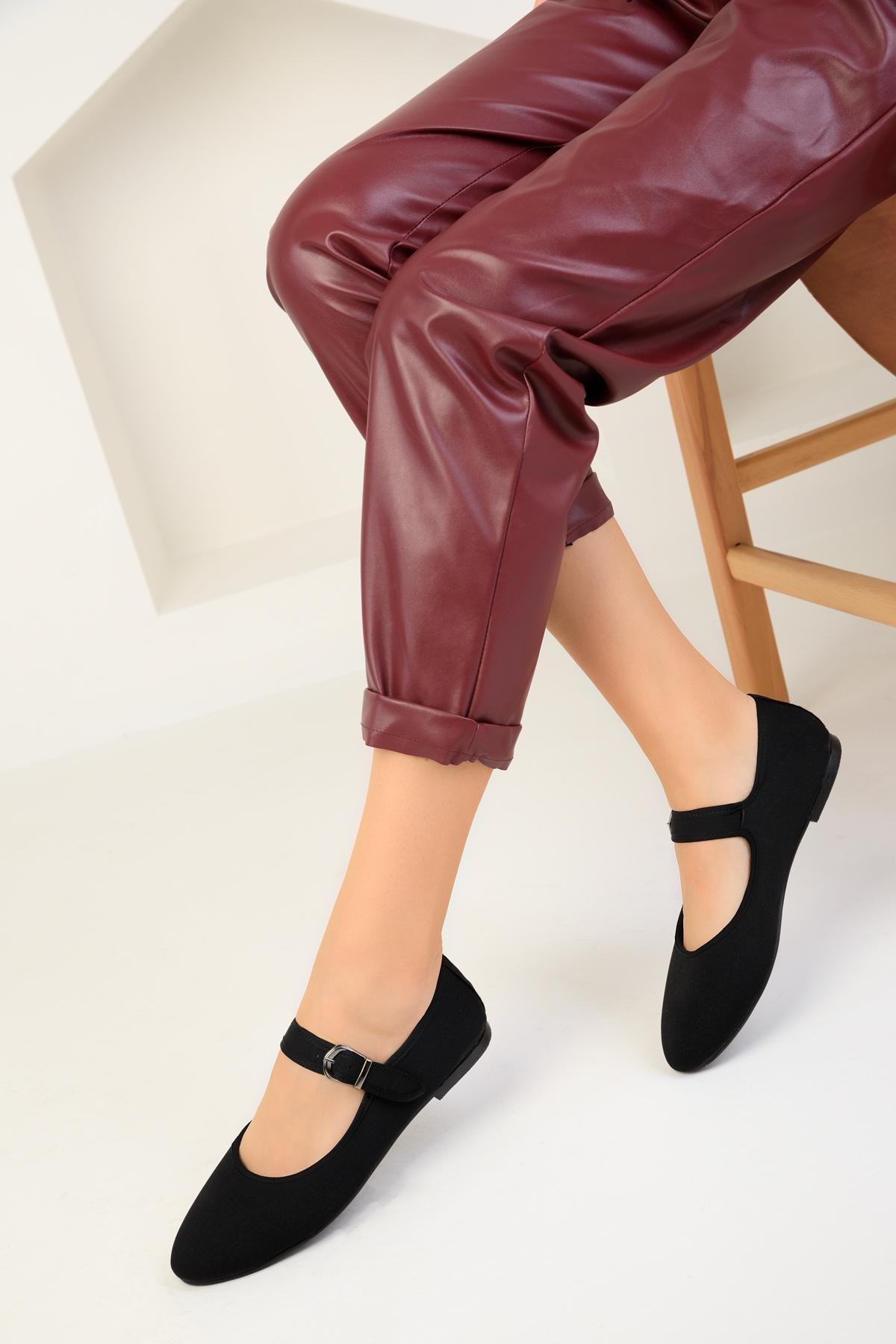 Black Matte Satin Flats, C101_2065, large image number 1