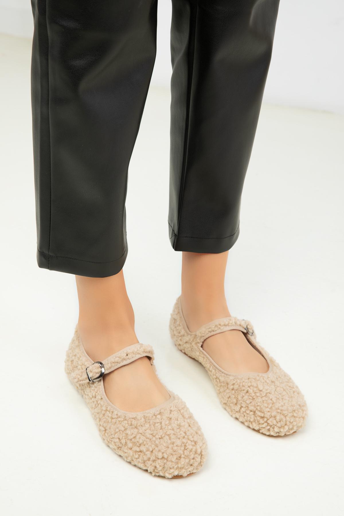 Beige Plusus Flats, , large image number 3