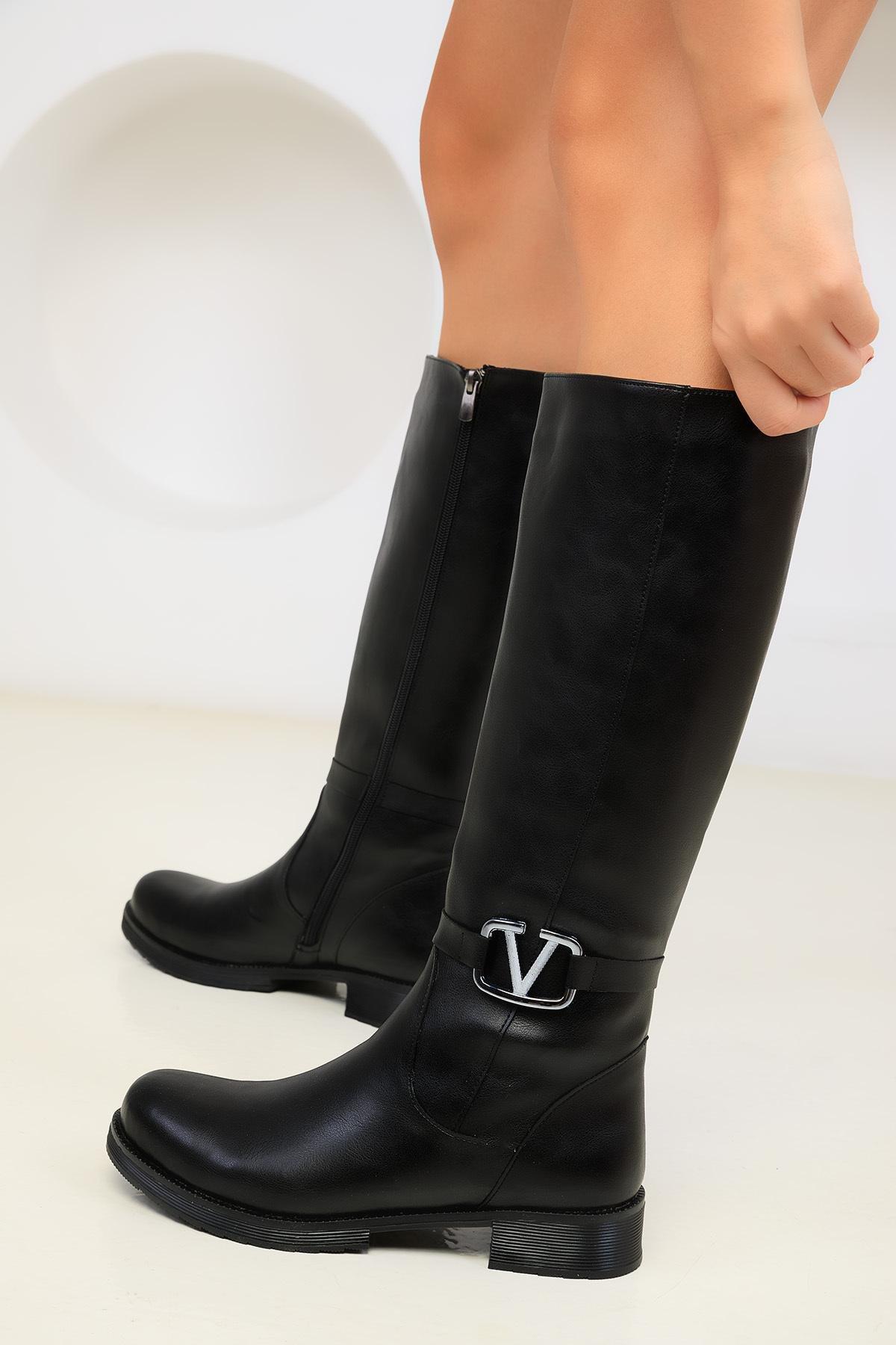 Black High Zippered Boots, , large image number 3