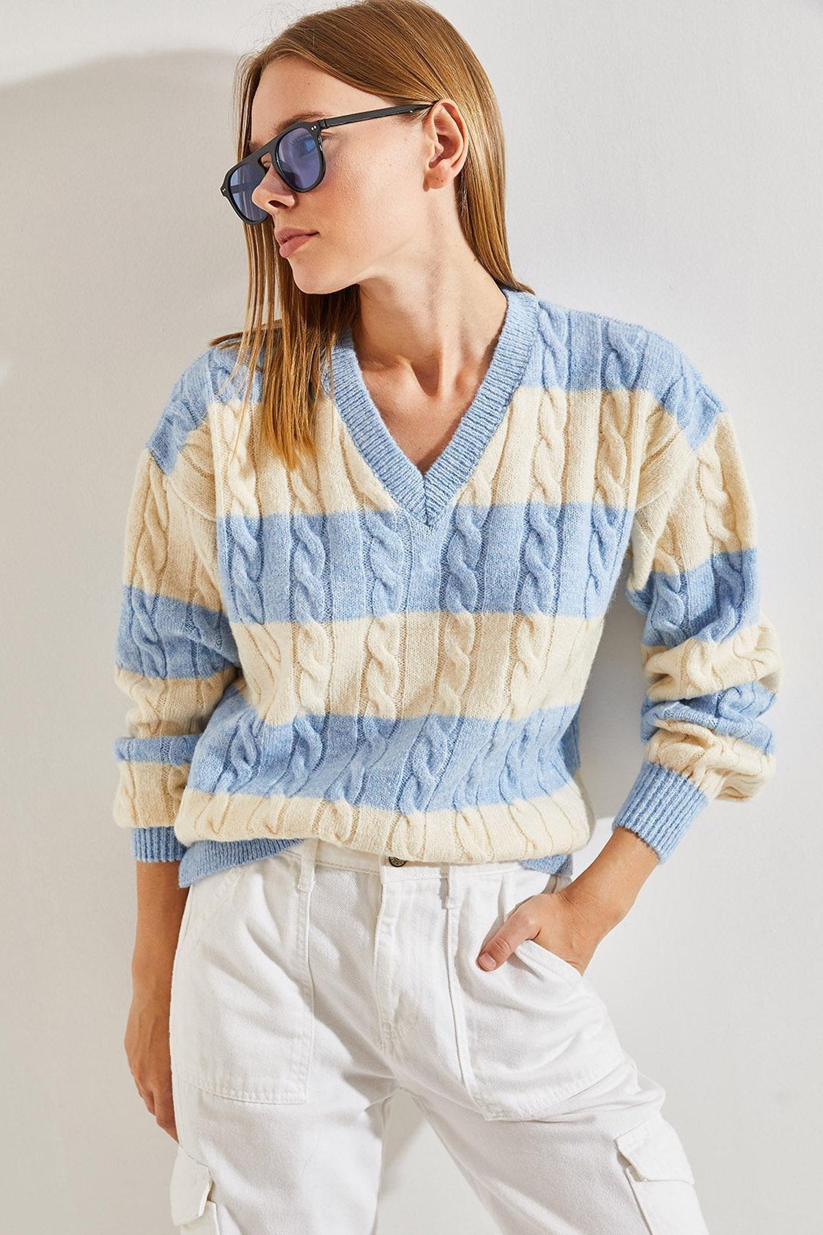 Multicolour V-Neck Sweater, C101_4857, large image number 0