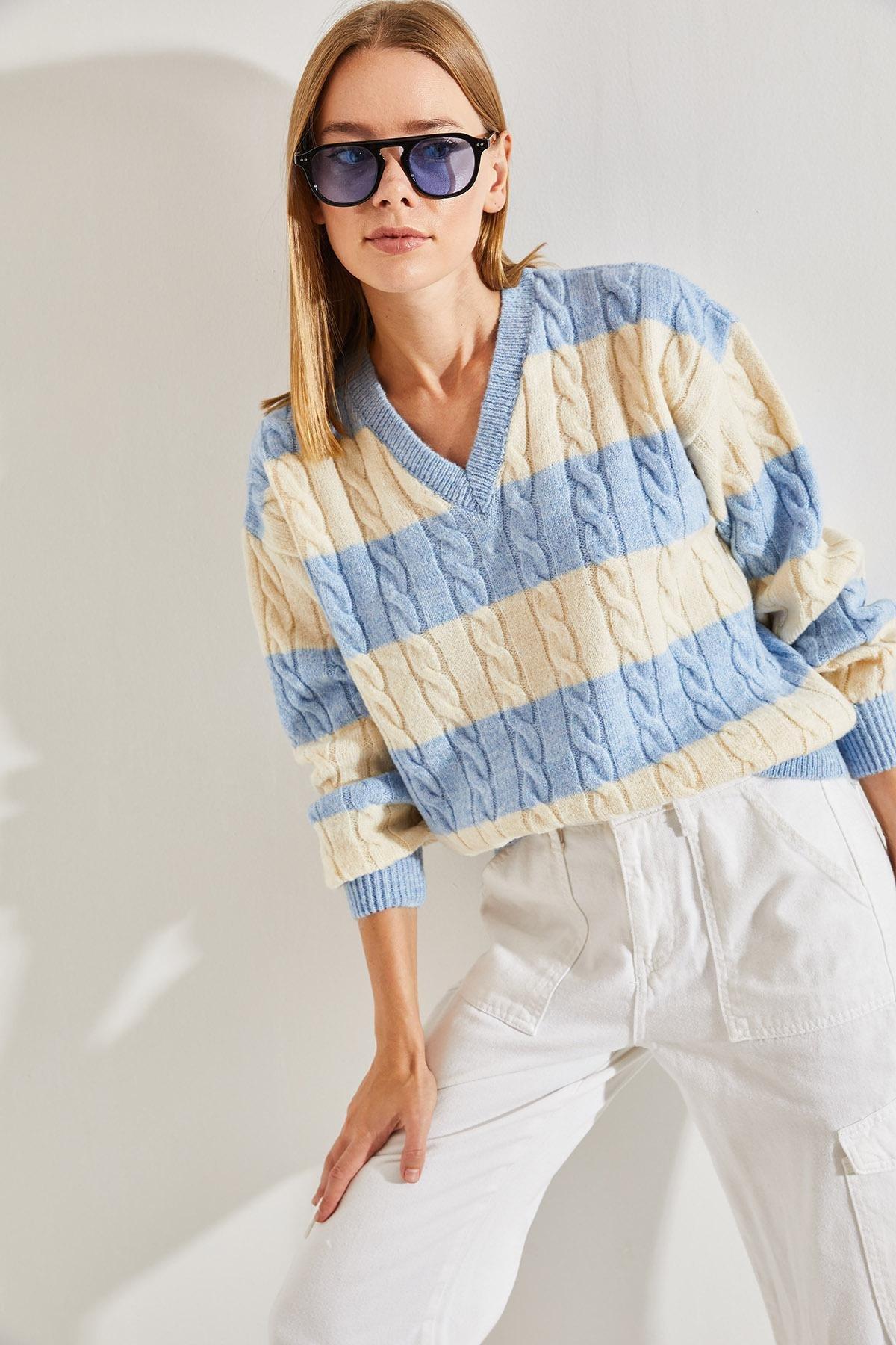 Multicolour V-Neck Sweater, C101_4857, large image number 1