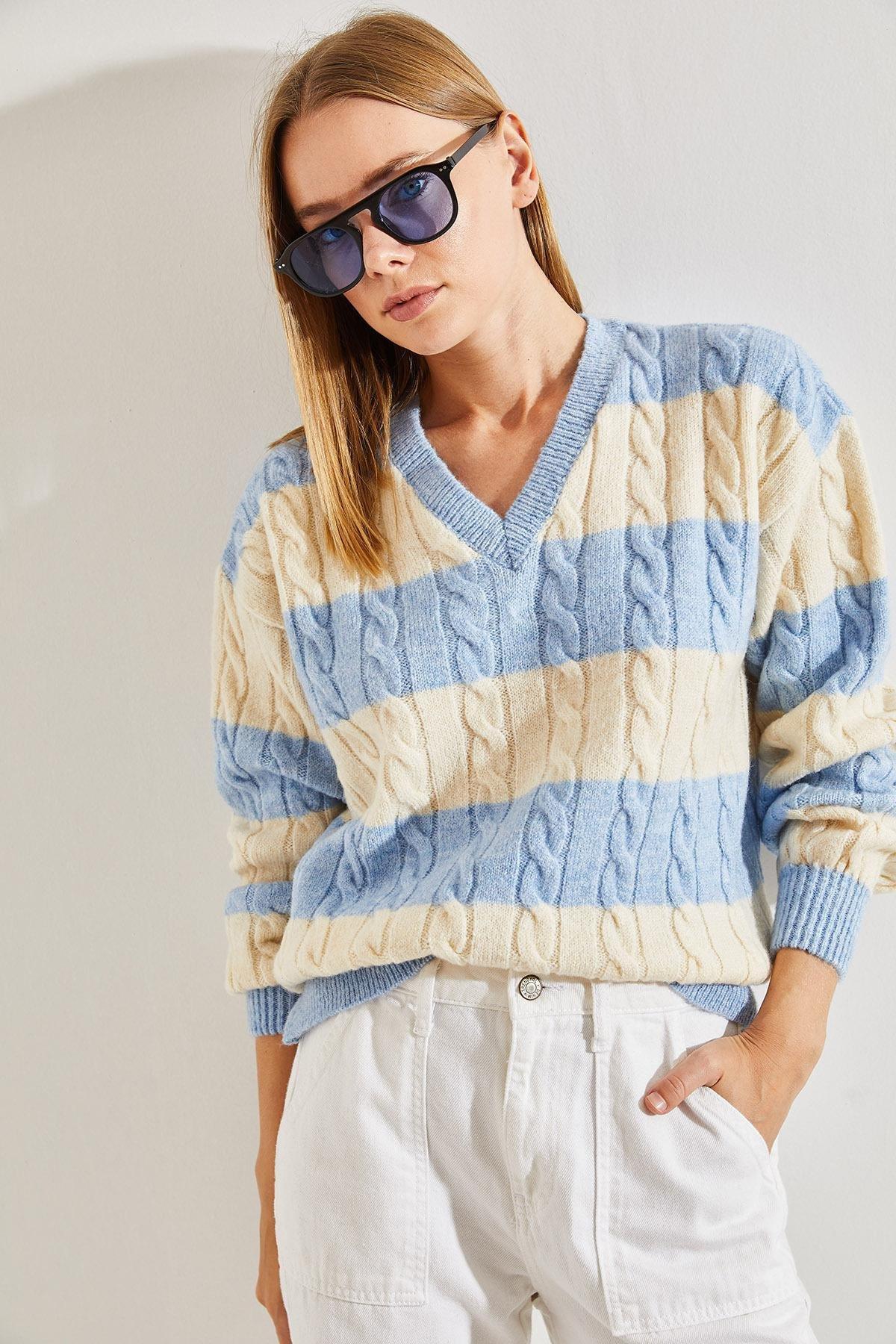 Multicolour V-Neck Sweater, C101_4857, large image number 3