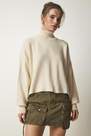 Happiness - Cream Turtleneck Casual Knitwear Sweater