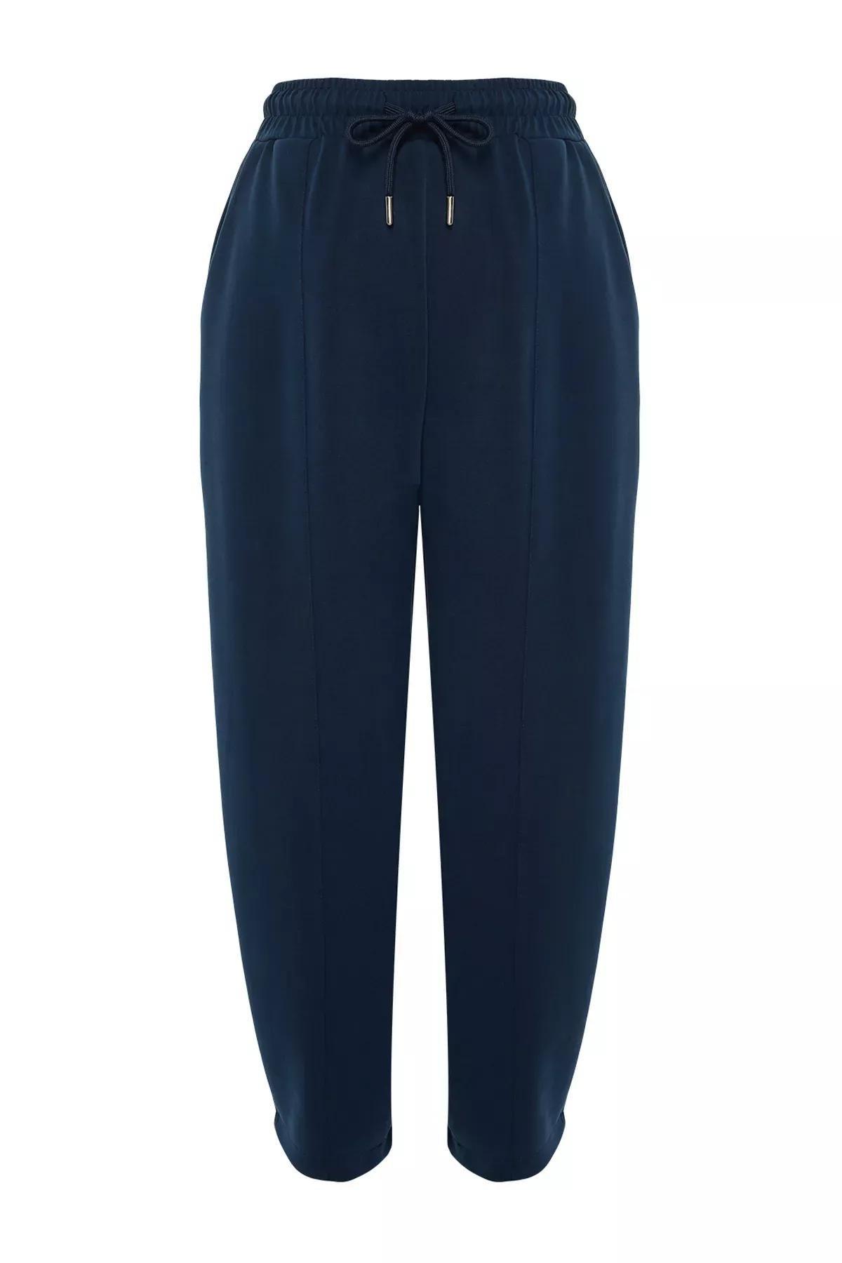 Navy Modal Knitted Trousers, Navy blue, large image number 3