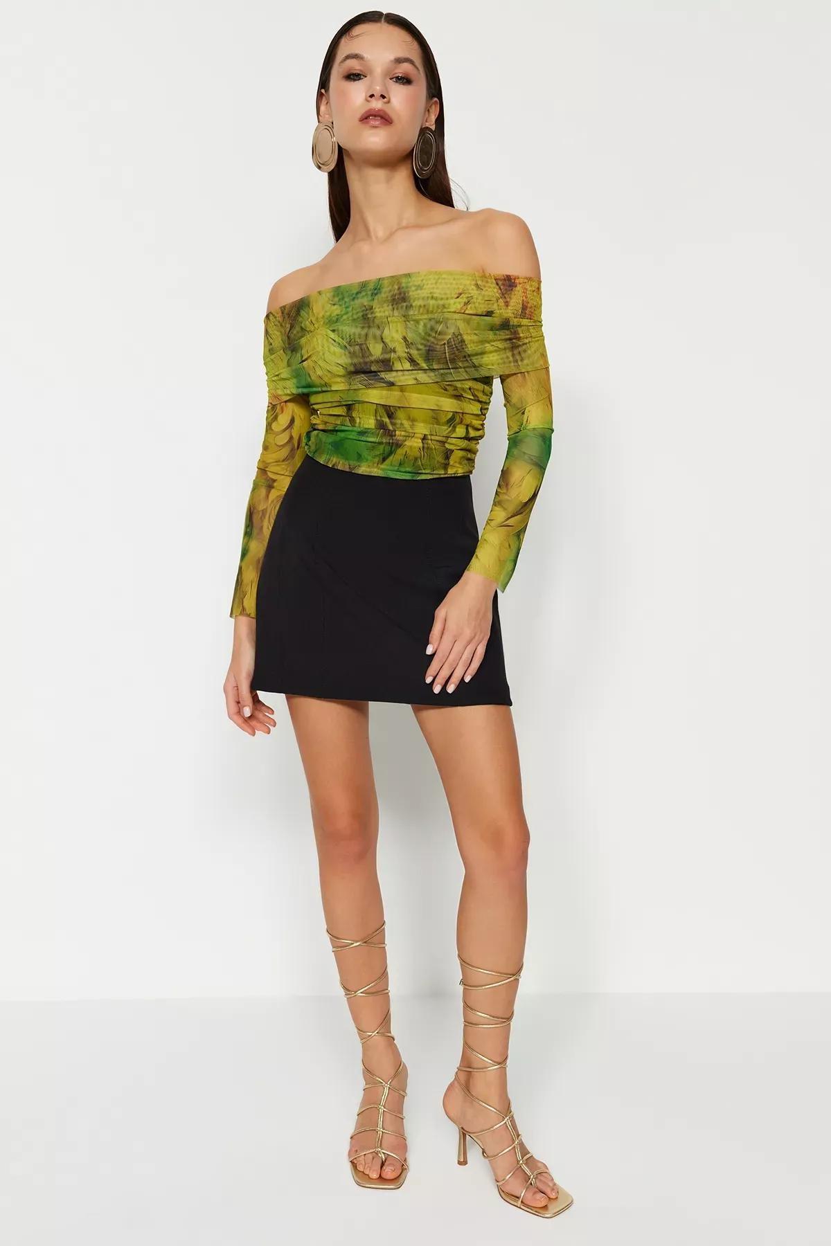 Multicolour Patterned Tulle Blouse, C101_1704, large image number 2