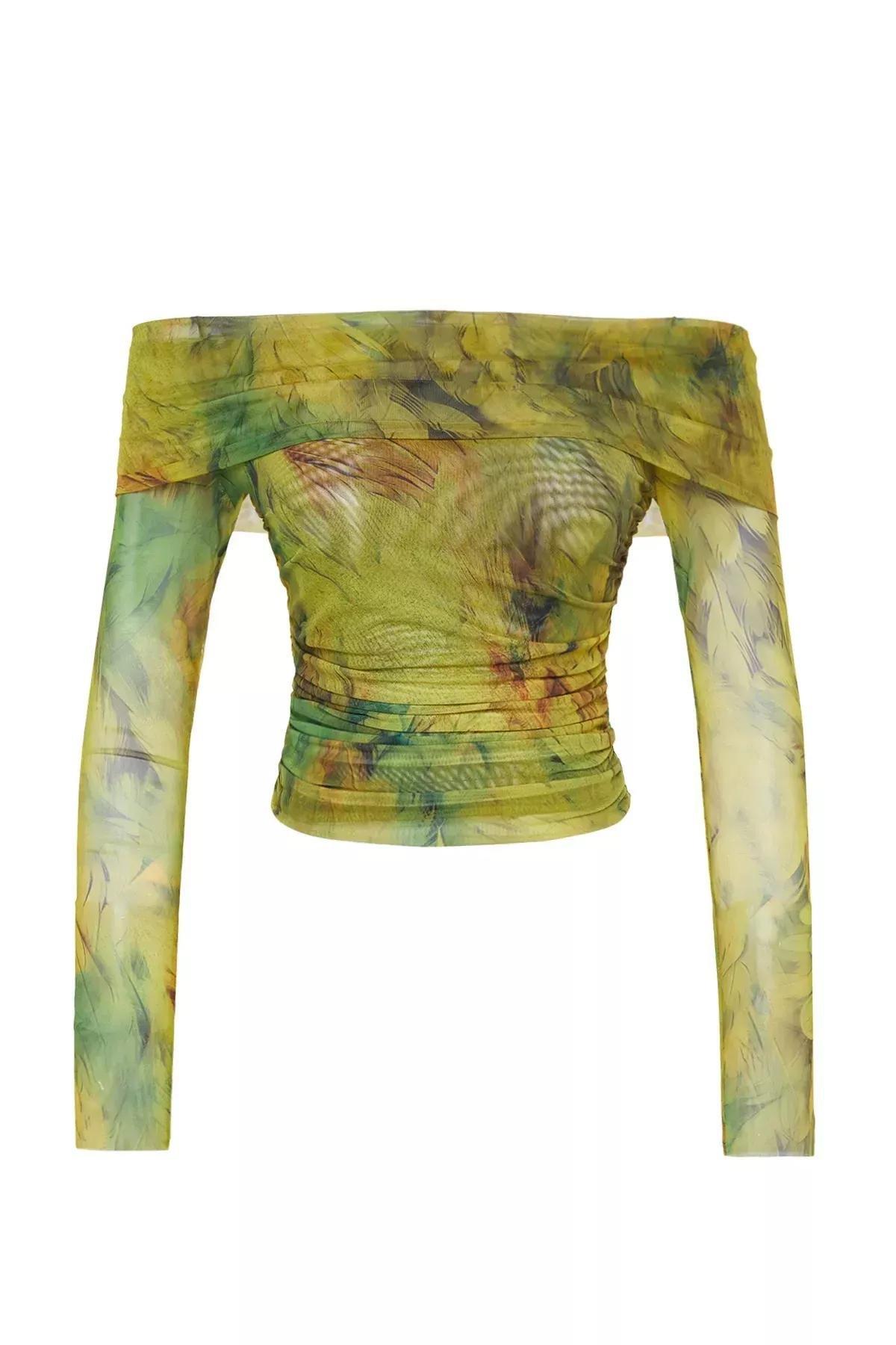 Multicolour Patterned Tulle Blouse, C101_1704, large image number 5