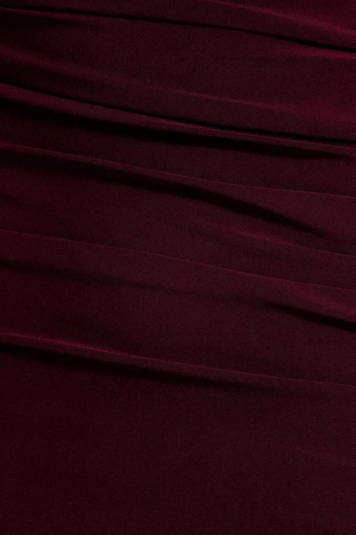 Red Detailed Occasionwear Dress, Burgundy, medium