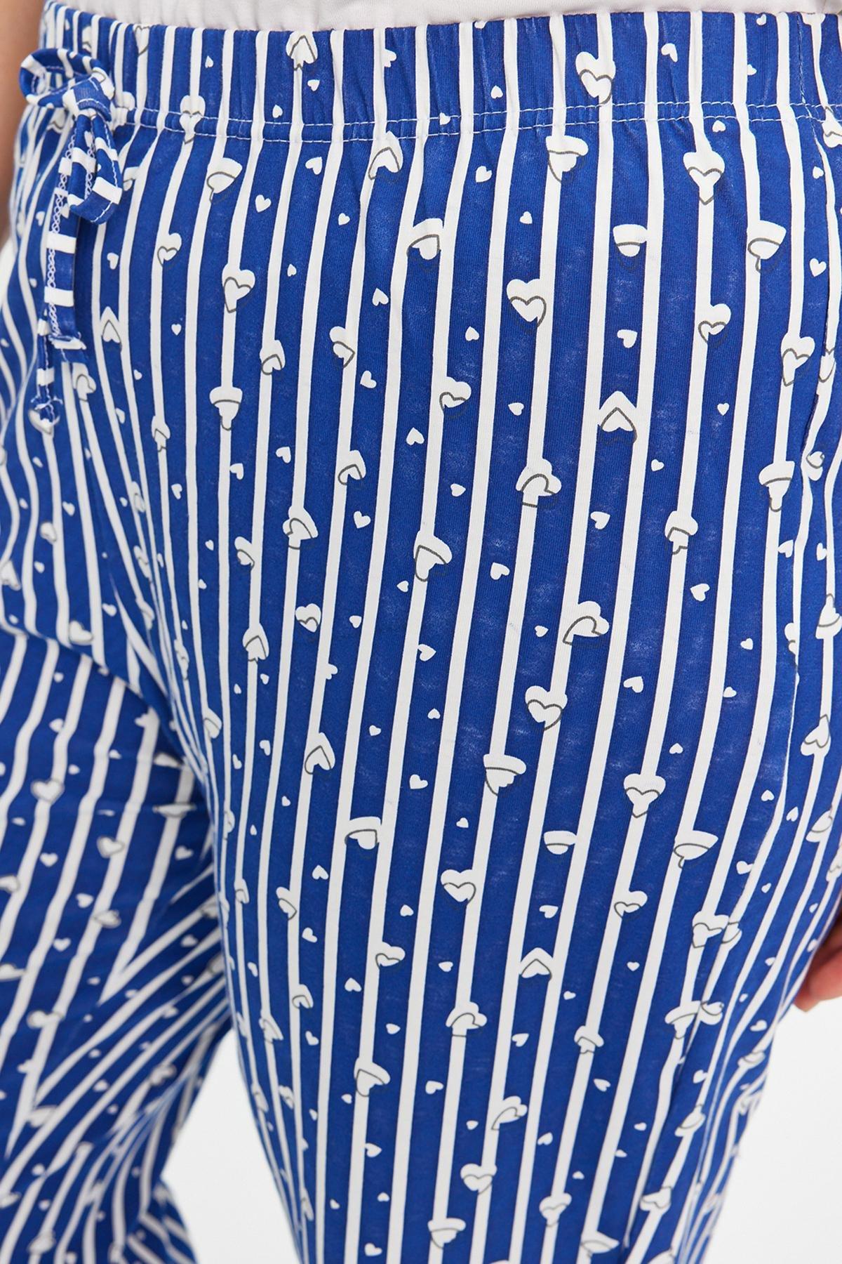 Blue Striped Knitted Pyjama Bottom, , large image number 4