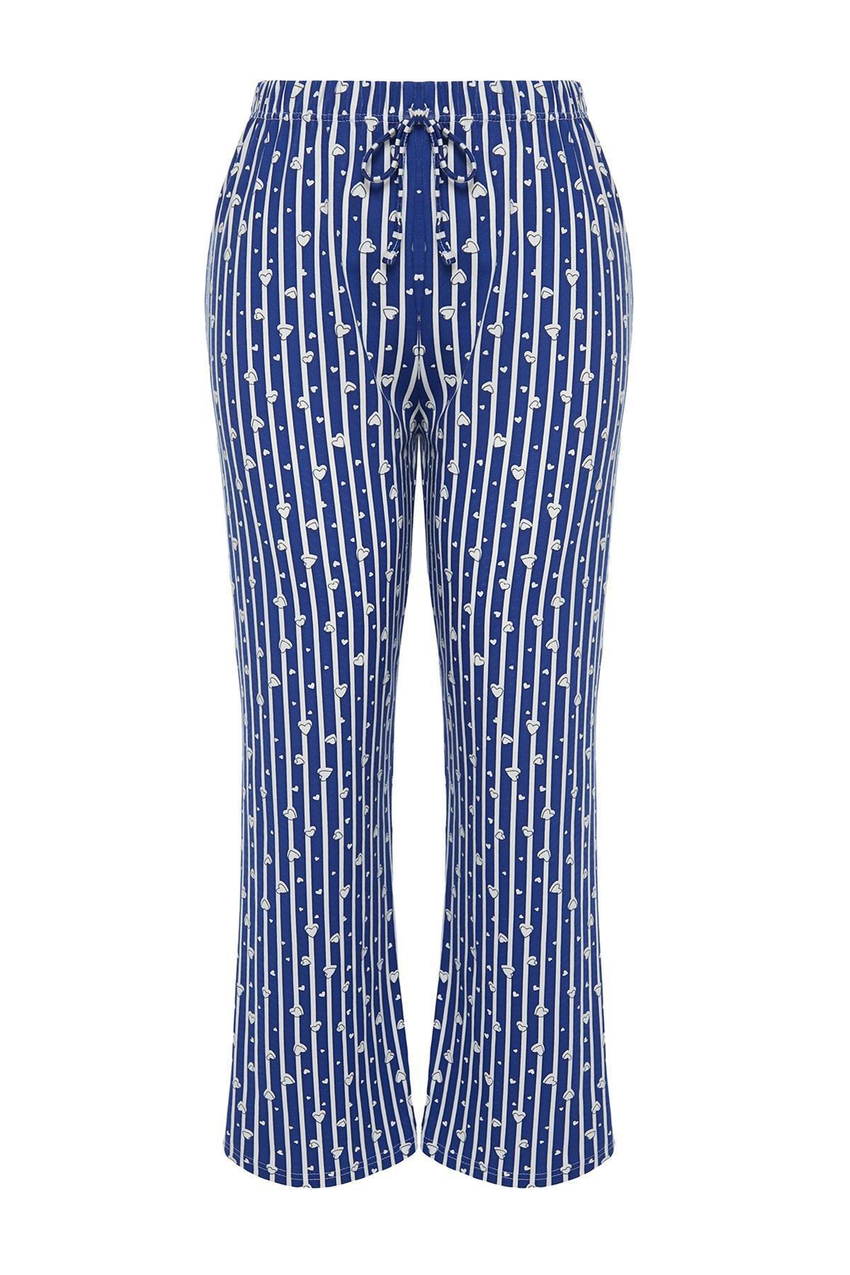 Blue Striped Knitted Pyjama Bottom, , large image number 5