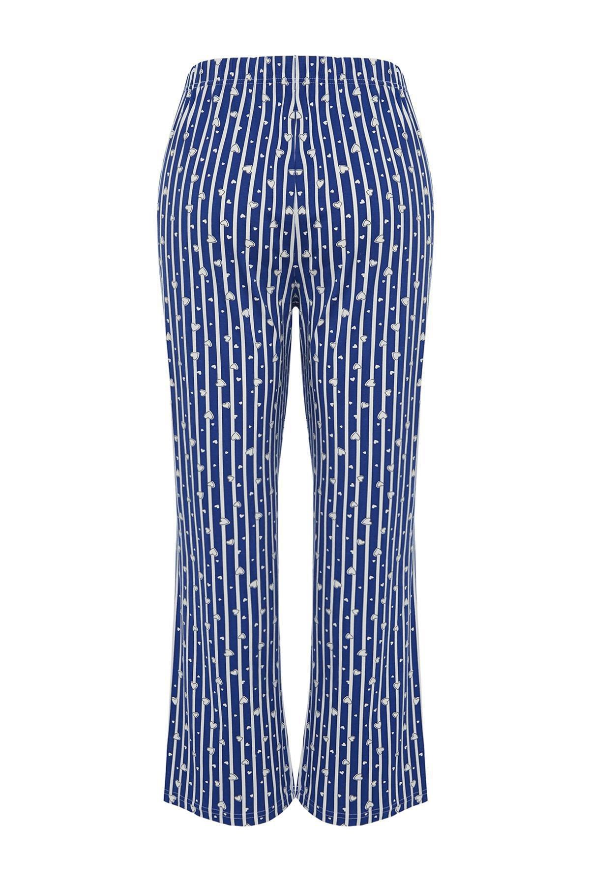 Blue Striped Knitted Pyjama Bottom, , large image number 6