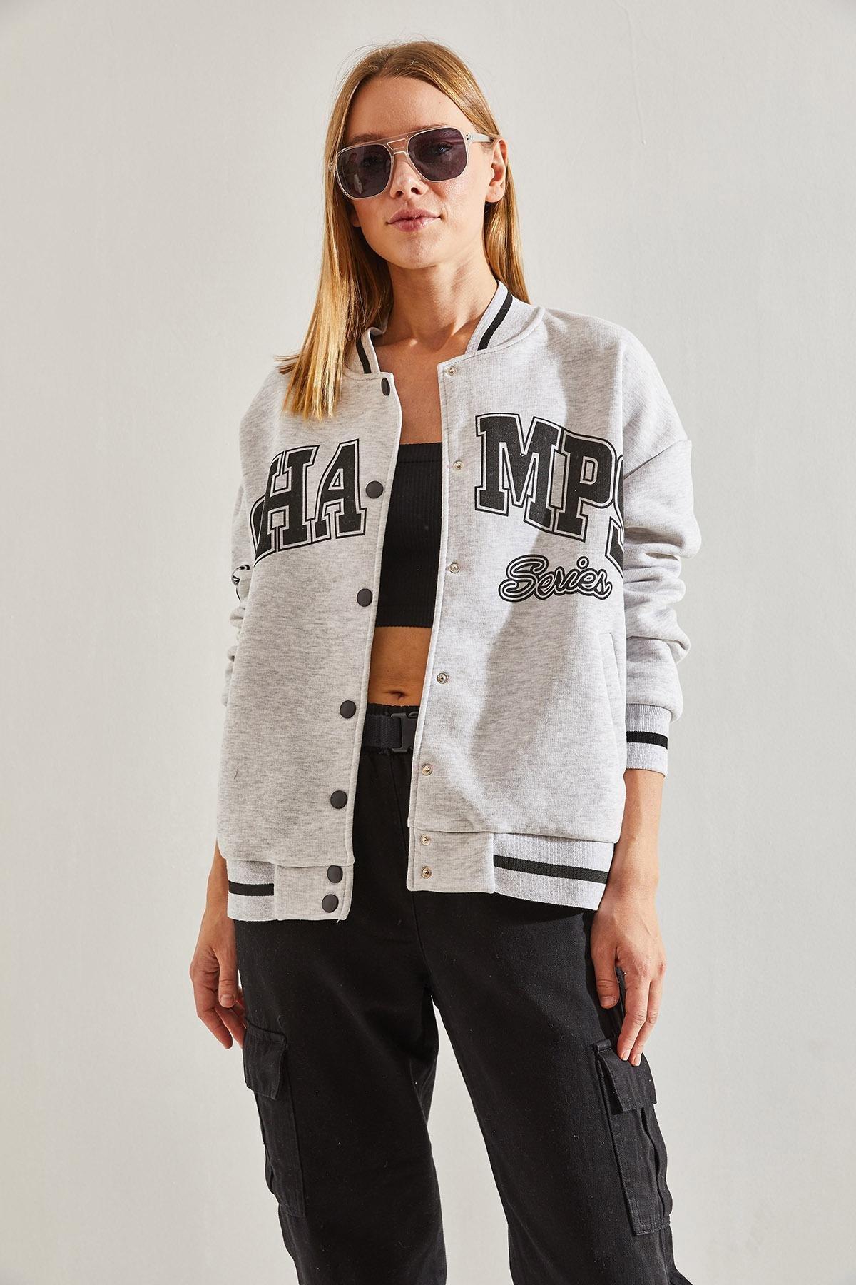 Grey Printed College Cardigan, C101_1653, large image number 3