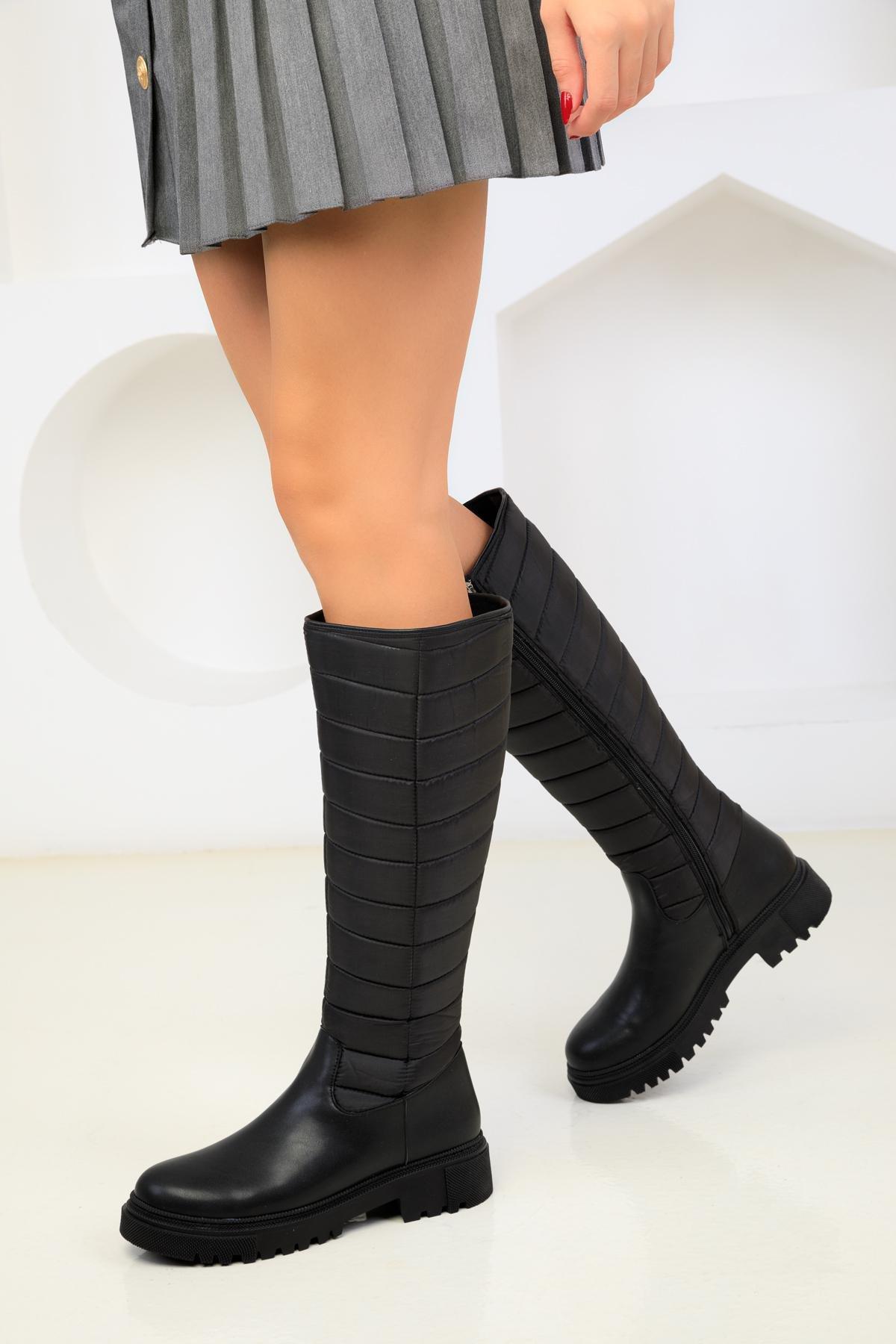 Black Knee-High Boots, BLACK, large image number 3