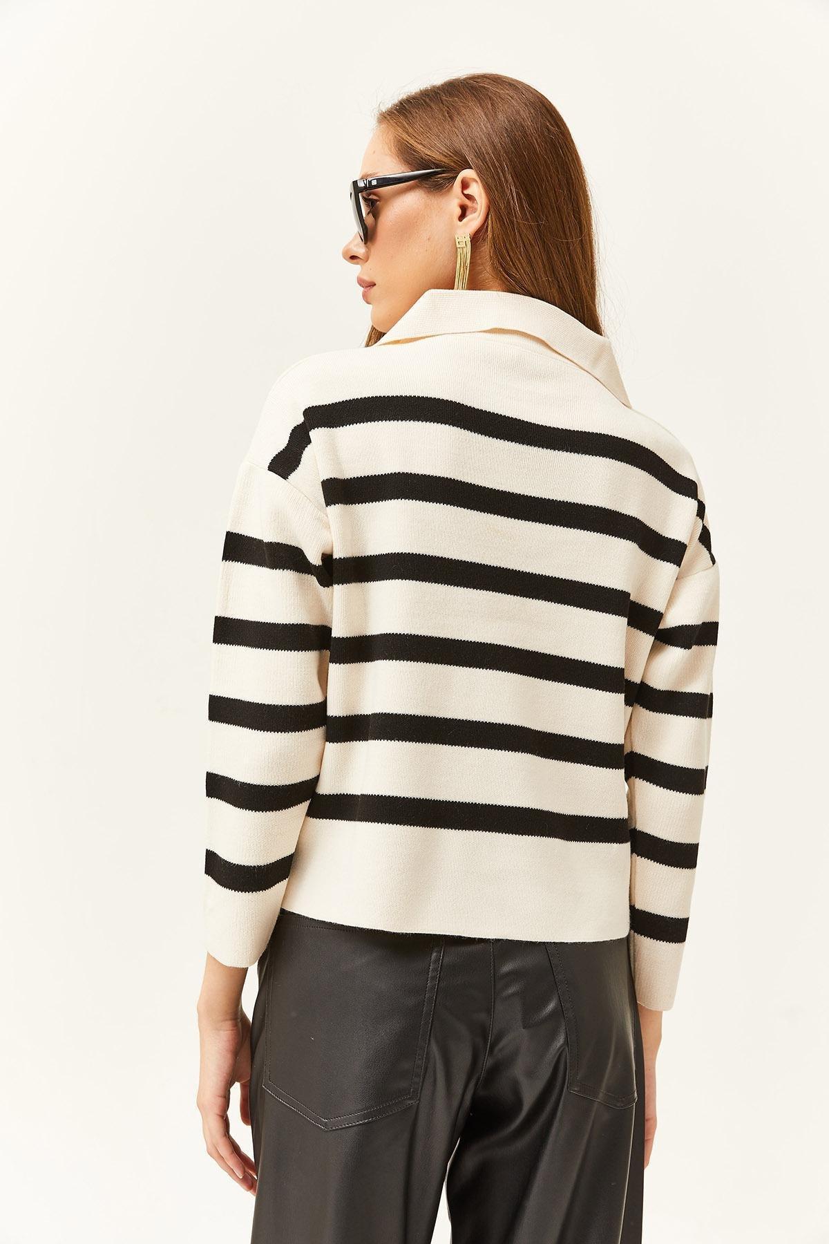 Ecru Striped Sweater Jumper, Ecru, large image number 4