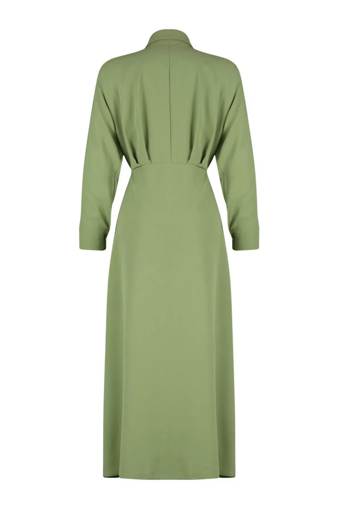 Khaki Detailed Woven Shirt Dress, Khaki, large image number 6