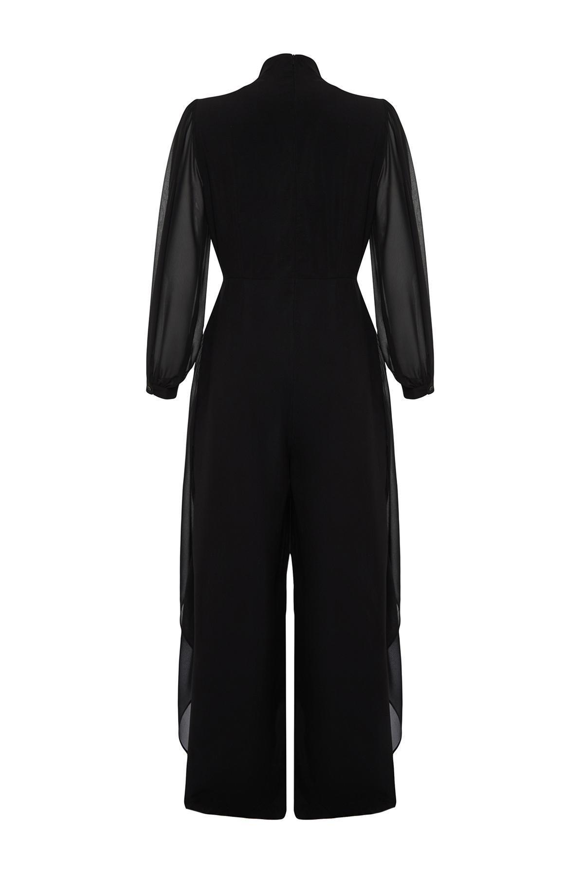 Black Chiffon Woven Jumpsuit, , large image number 3