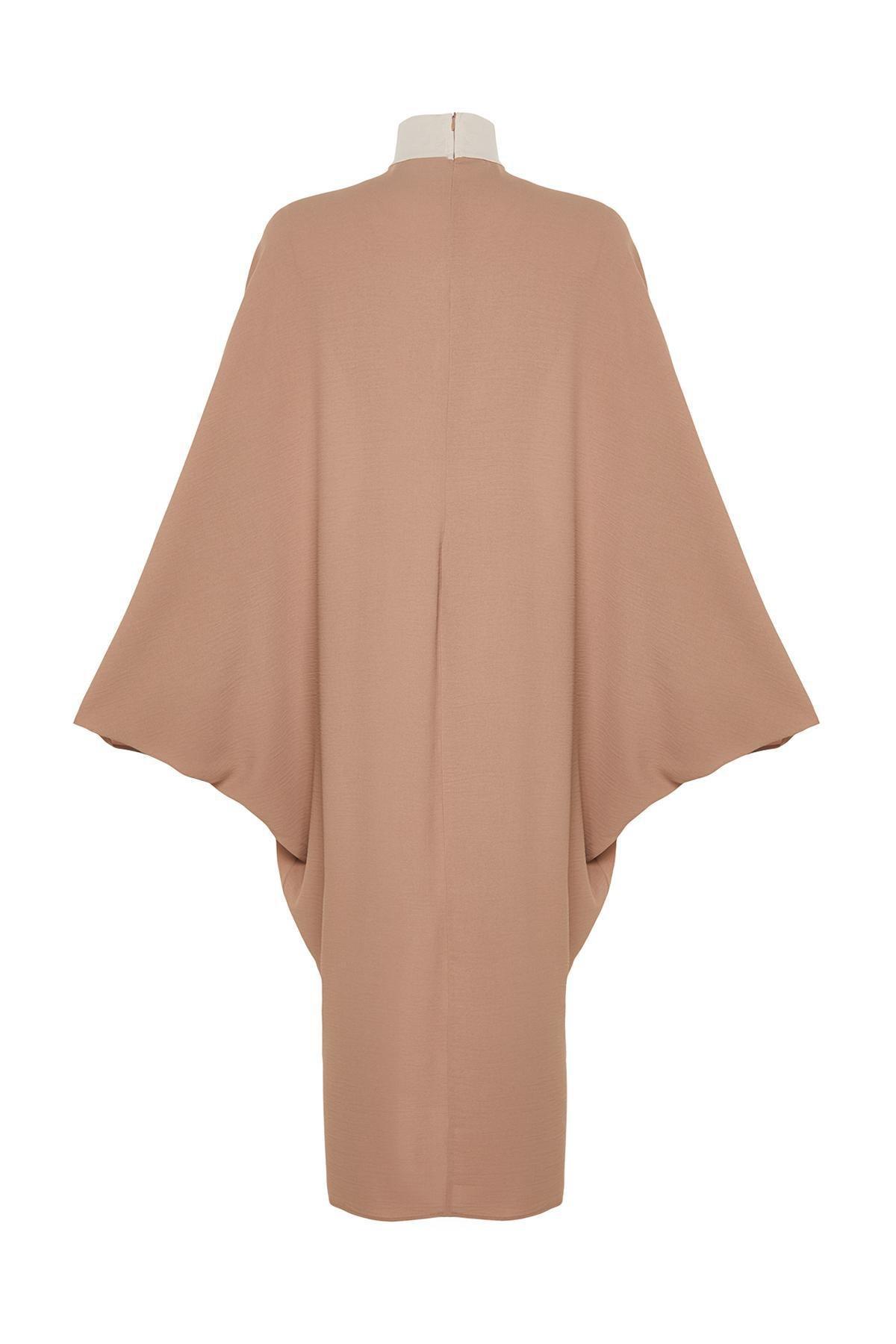 Cream Blocked Woven Kaftan Dress, , large image number 6
