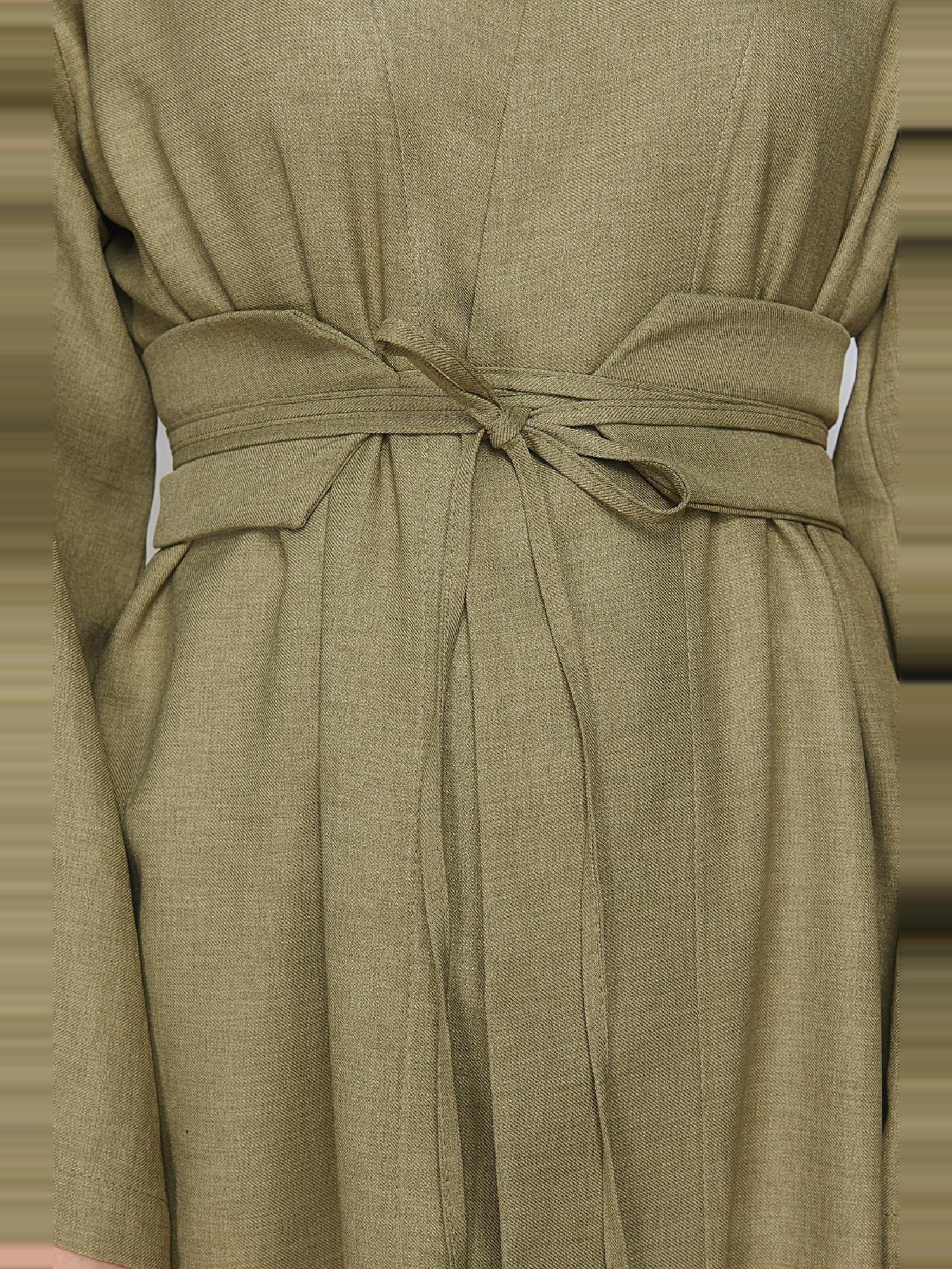 Green Waist Tie Detail Kimono, , large image number 9
