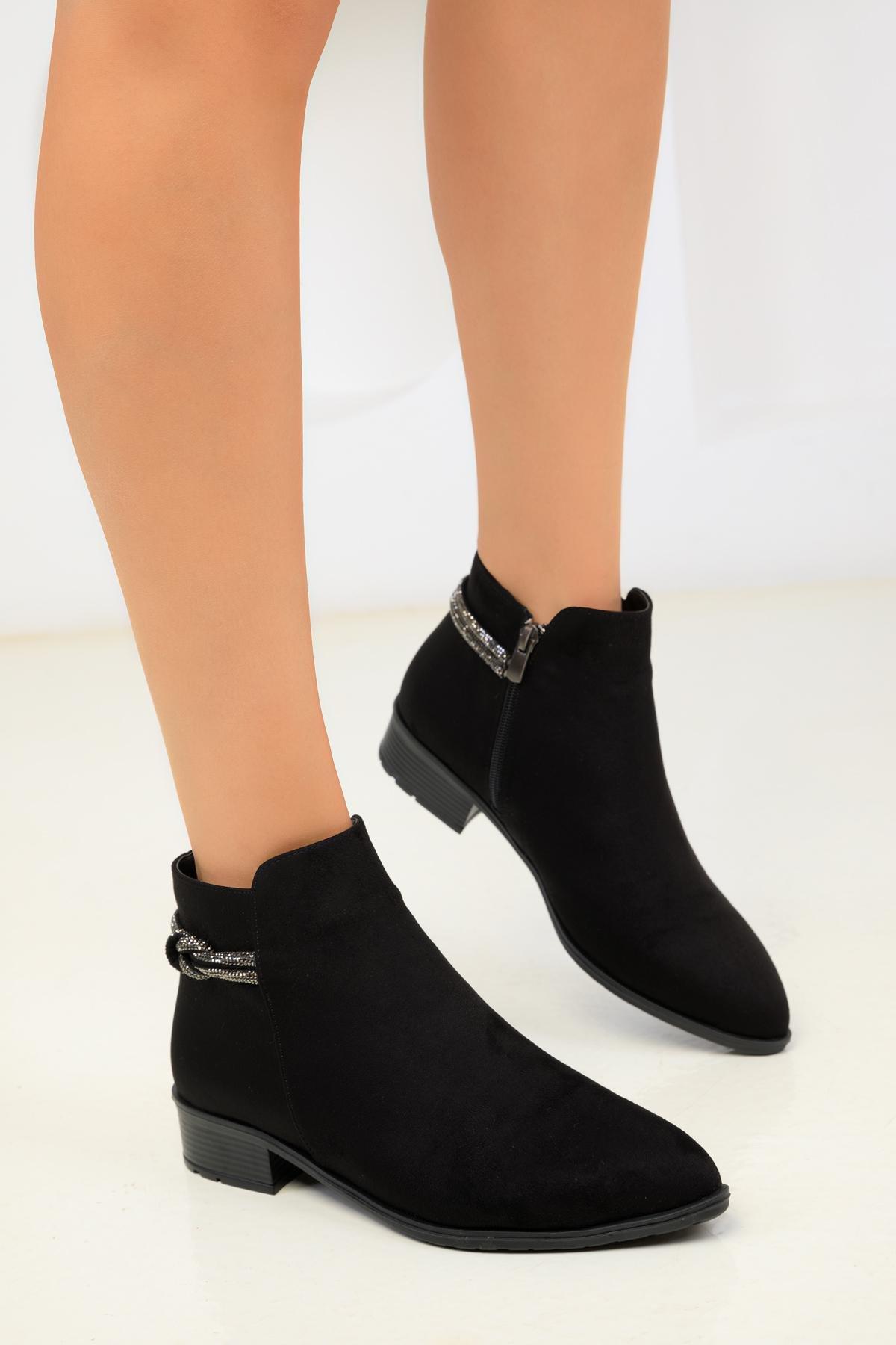 Black With Silver Details Suede Boots, C101_2531, large image number 3