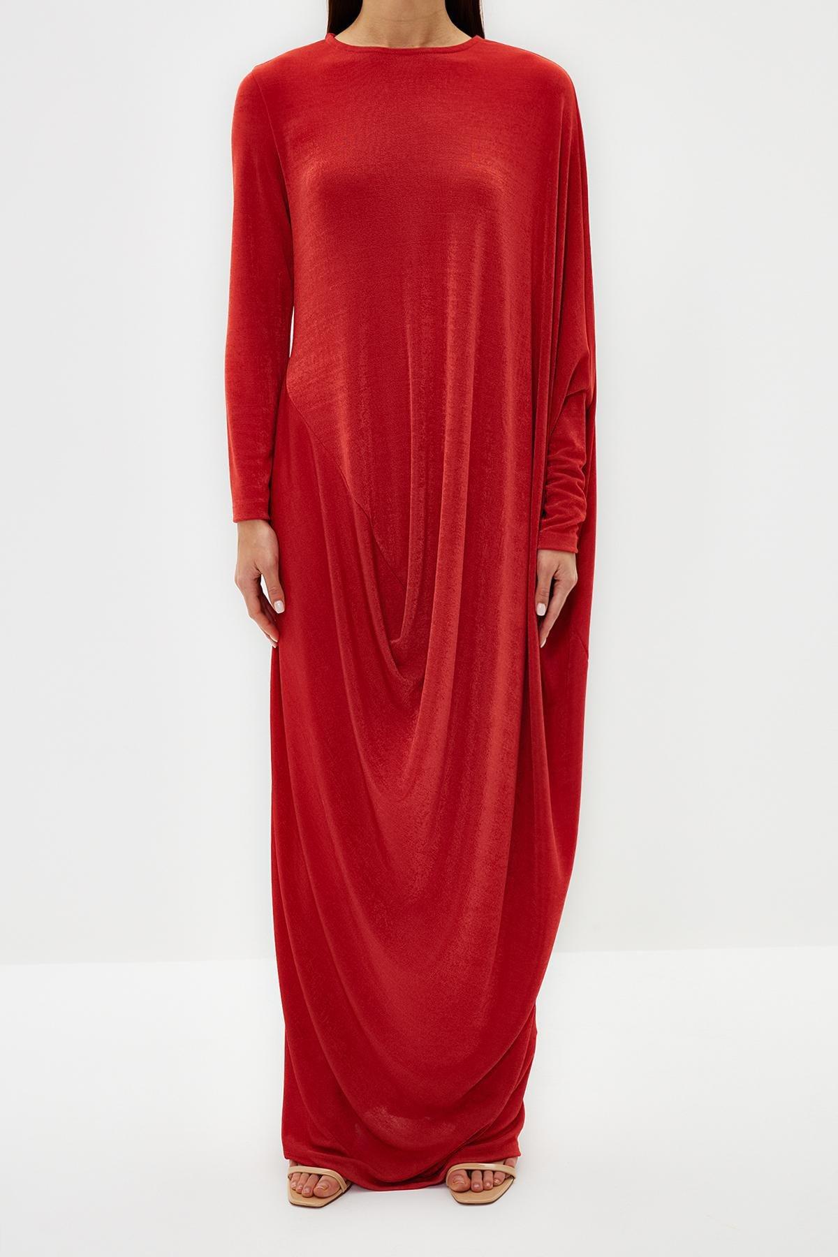 Red Stylish Long Sleeve Kaftan Dress, , large image number 1