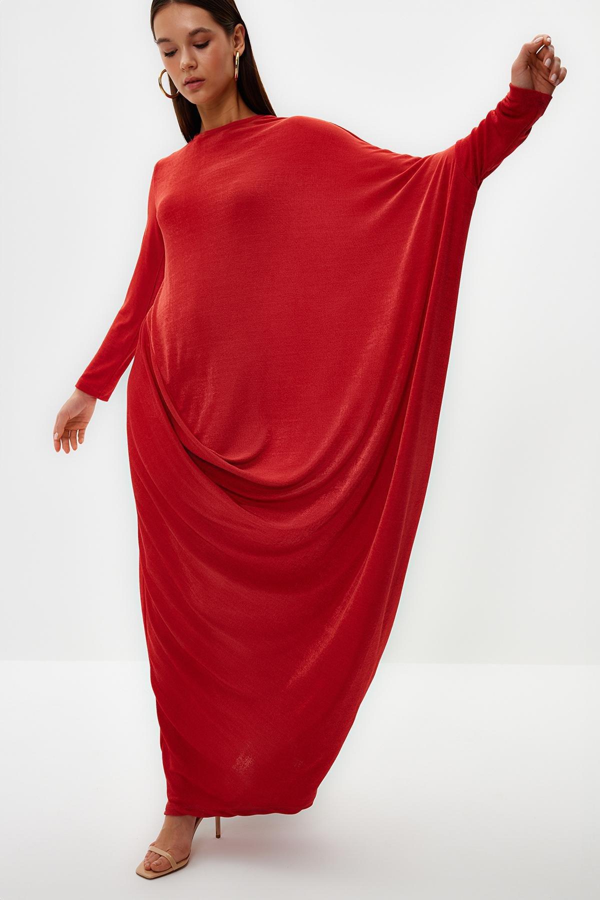 Red Stylish Long Sleeve Kaftan Dress, , large image number 2