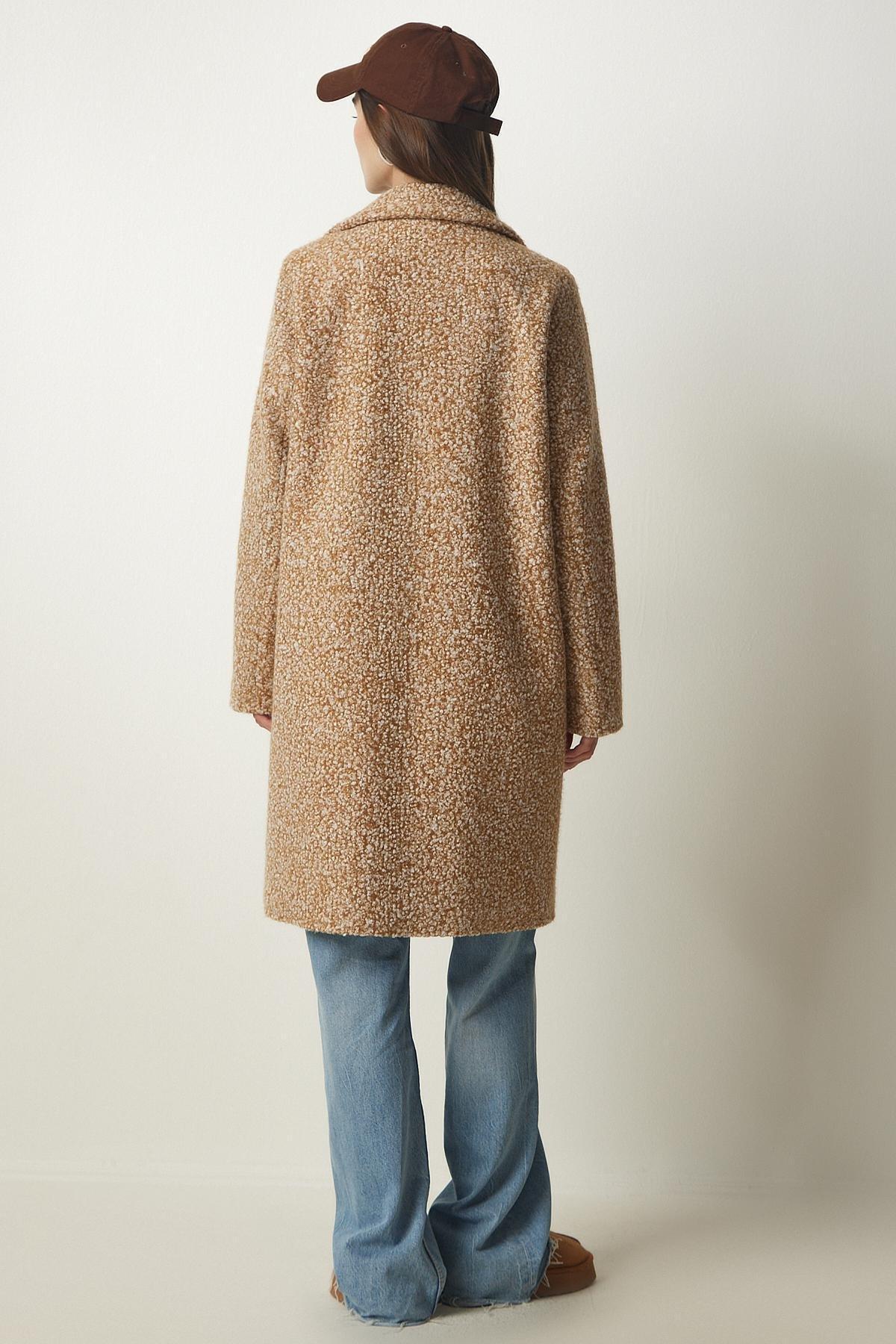 Brown Double Breasted Collar Coat, BISCUIT, large image number 5