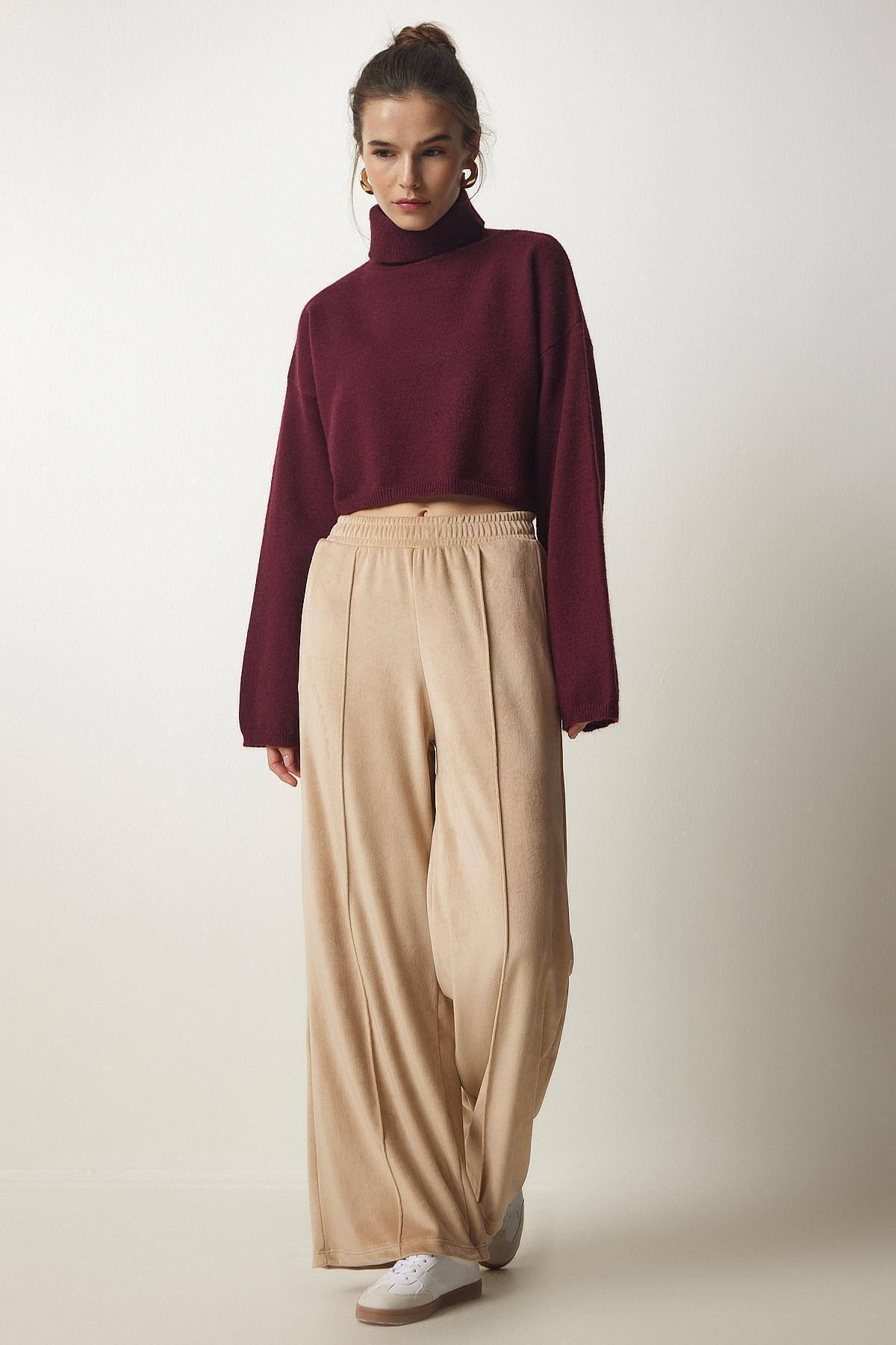 Cream Palazzo Velvet Trousers, , large image number 2