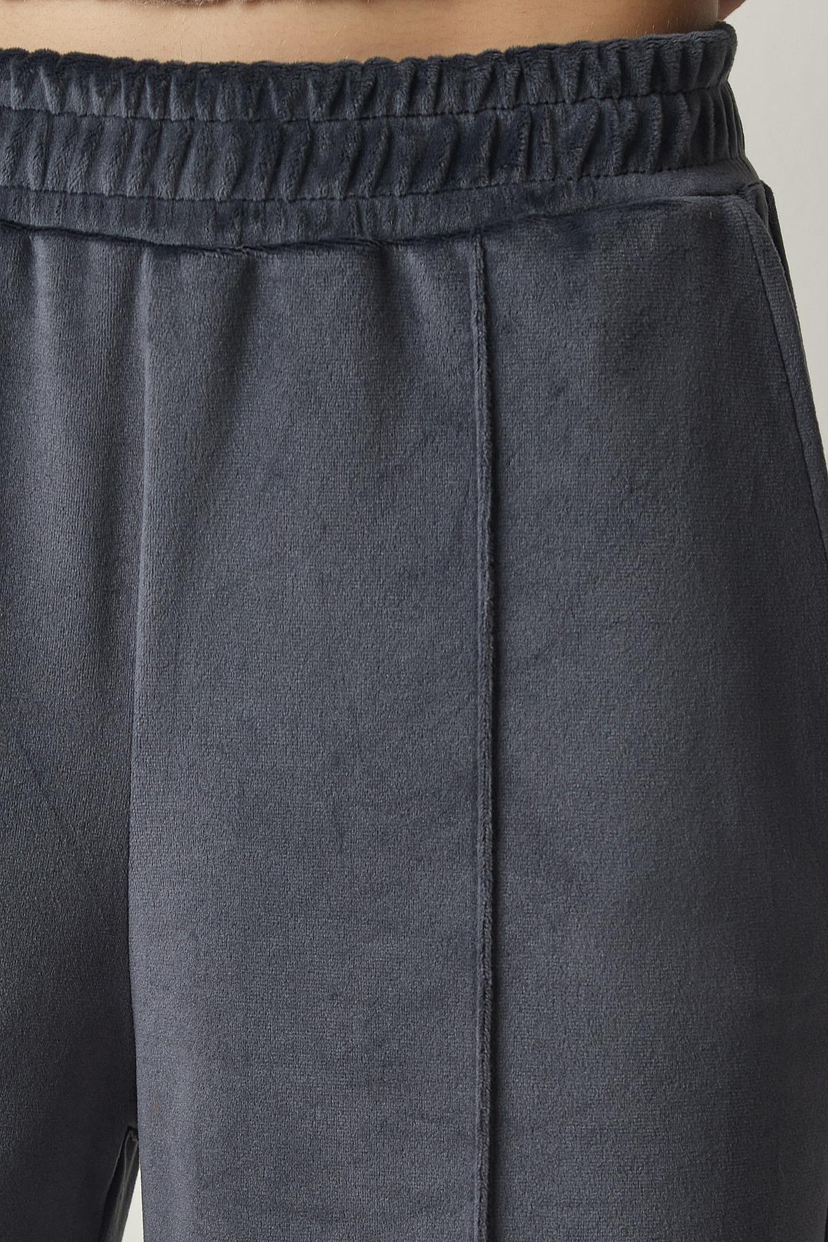 Grey Palazzo Velvet Trousers, , large image number 5
