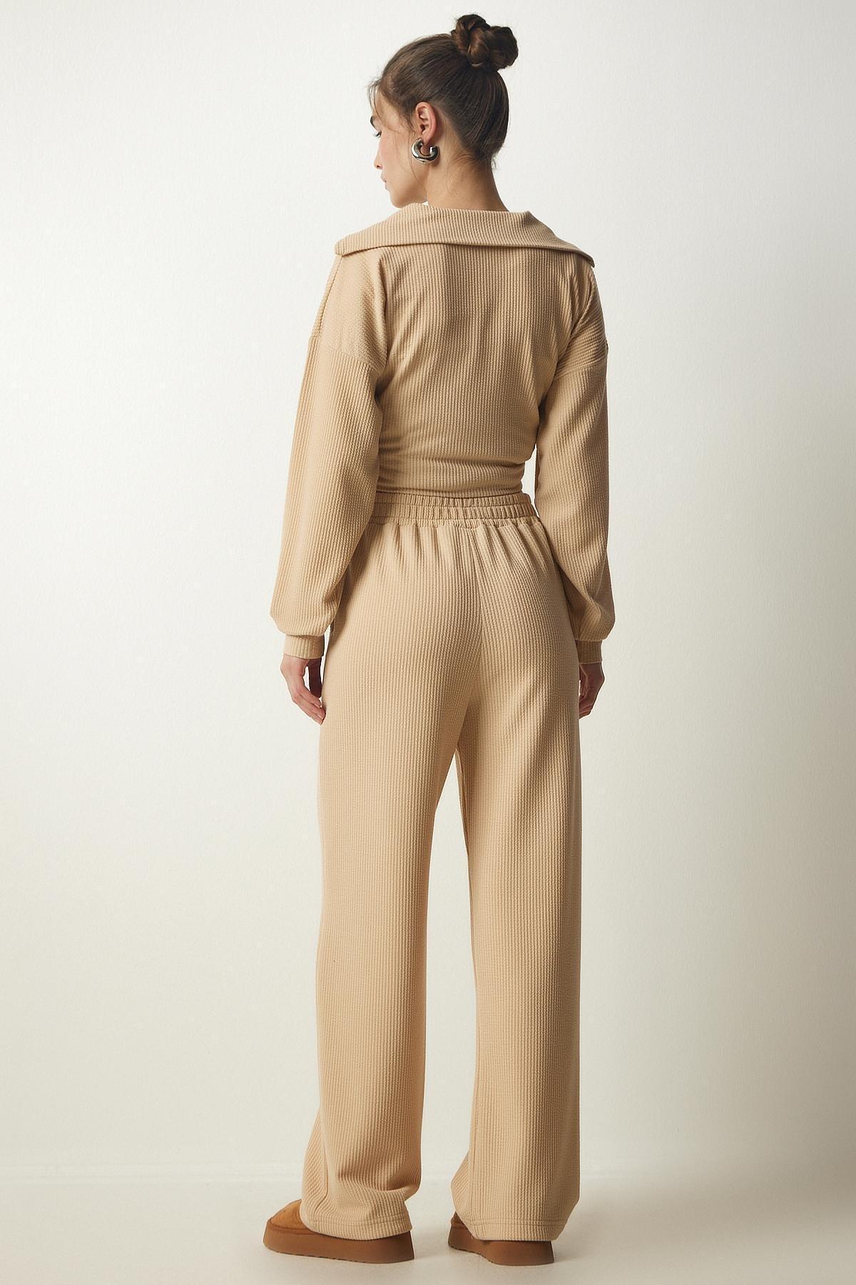 Beige Knitted Co-Ord Set, Cream, large image number 5