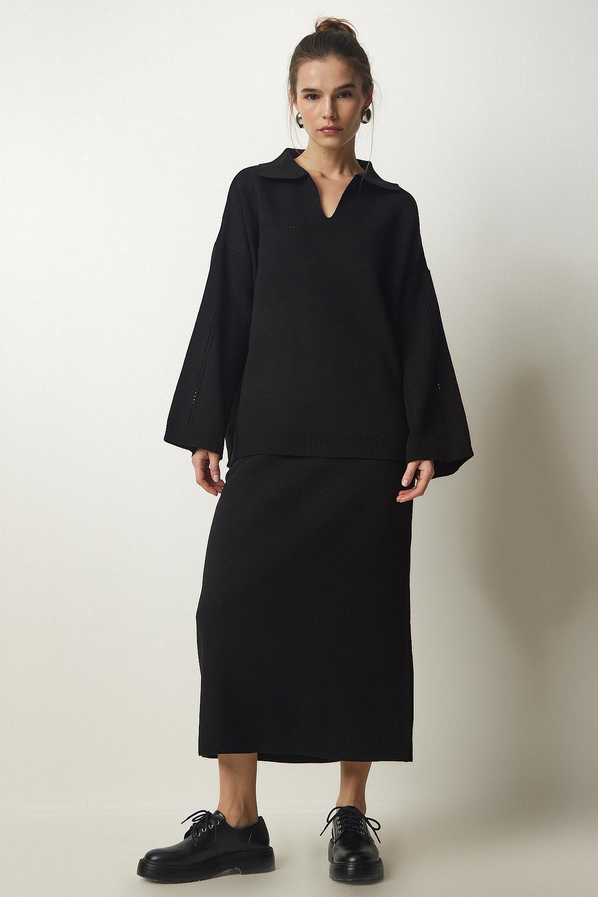 Black Knitwear Sweater Co-Ord Set, BLACK, large image number 0