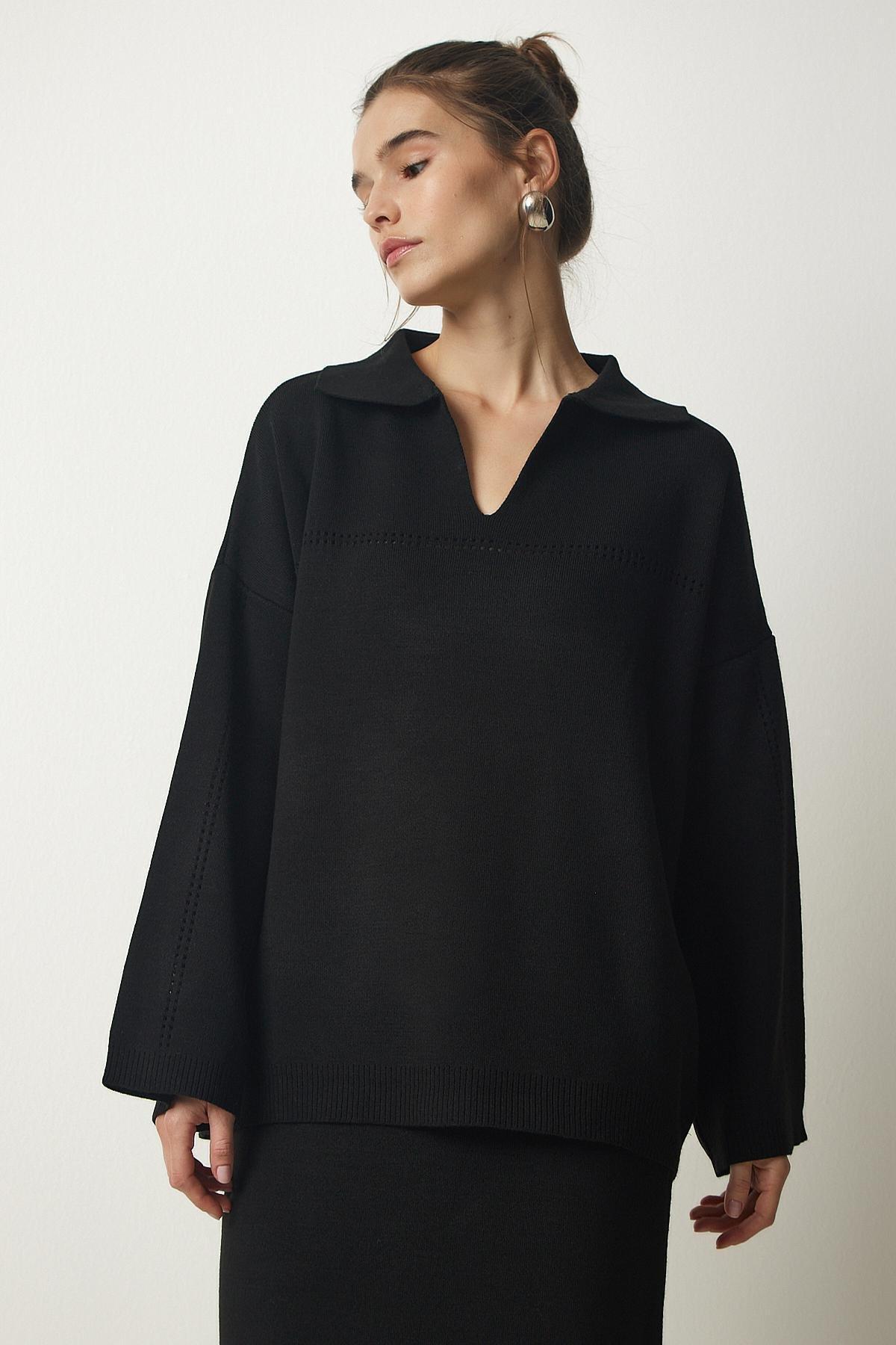 Black Knitwear Sweater Co-Ord Set, BLACK, large image number 1