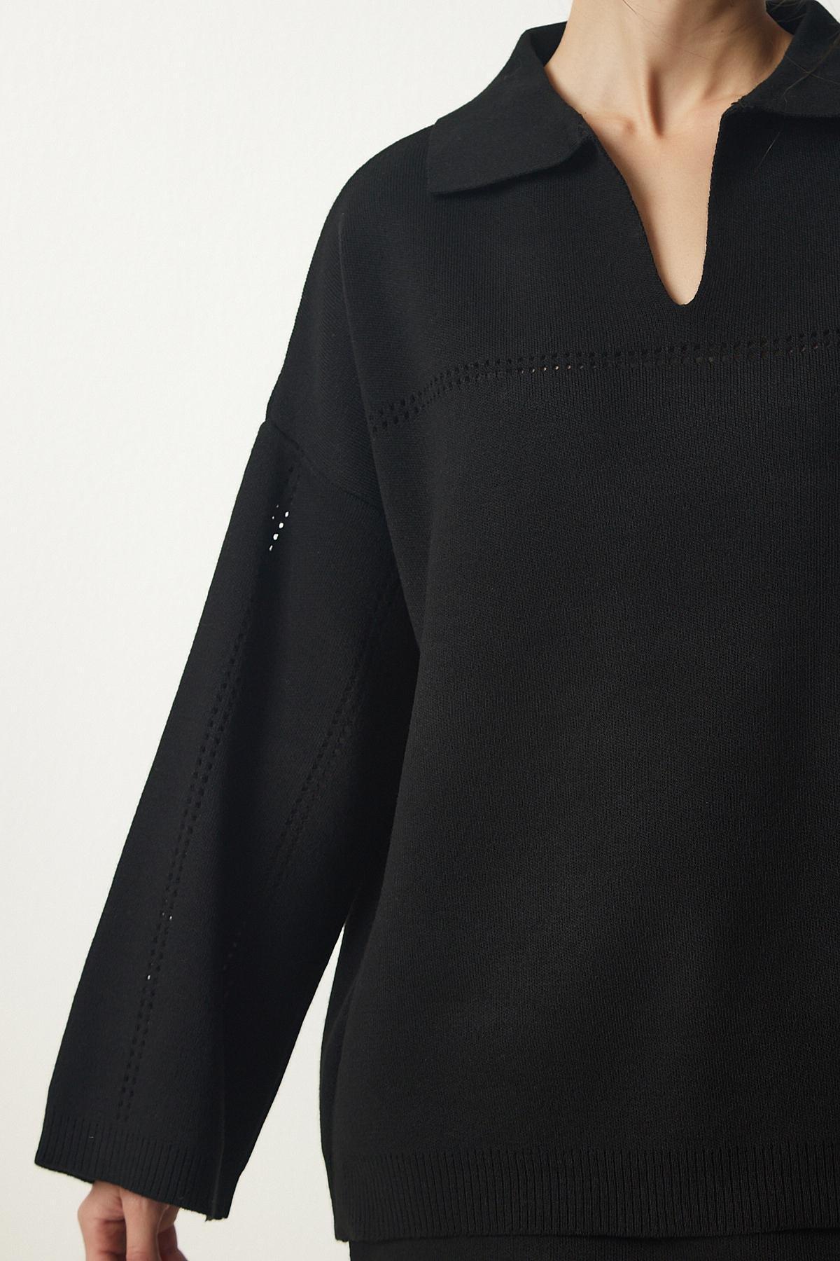 Black Knitwear Sweater Co-Ord Set, BLACK, large image number 3