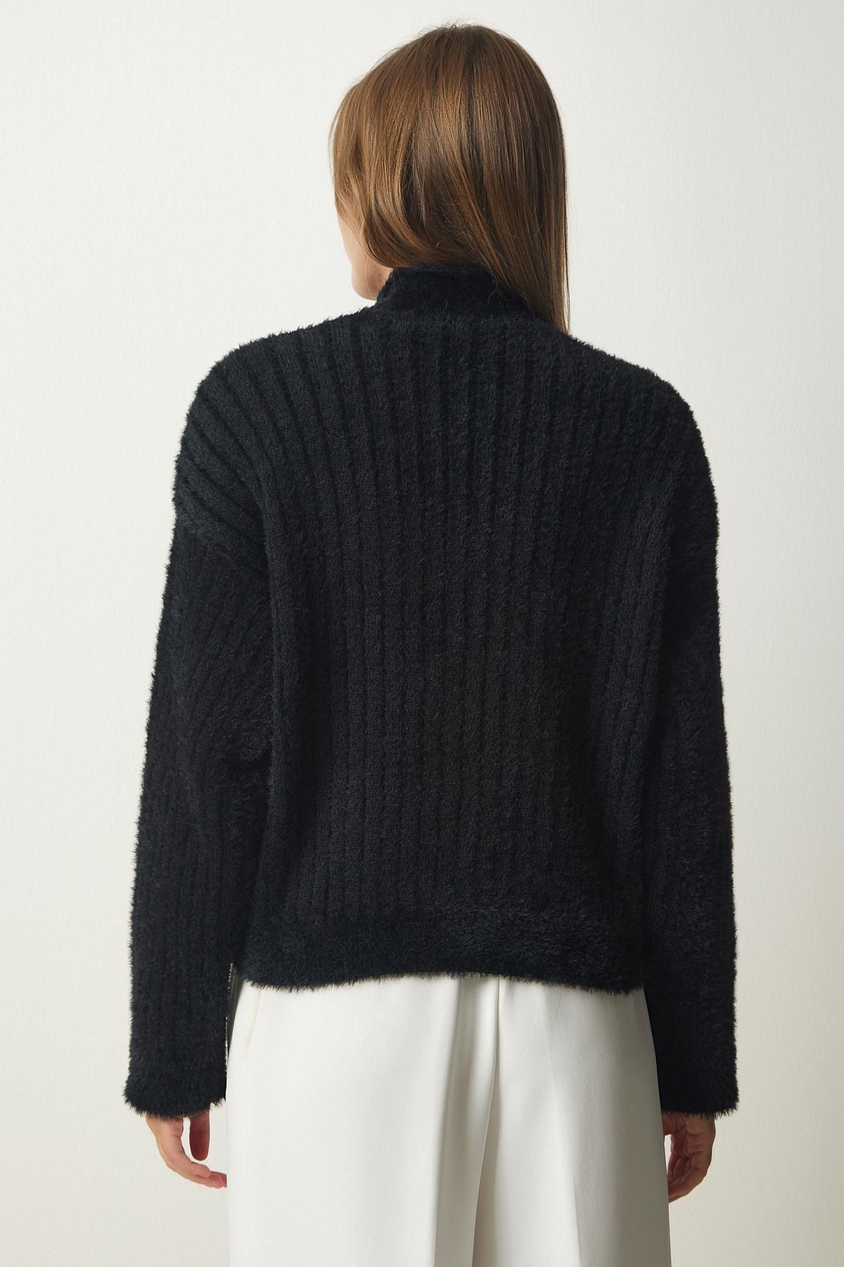 Black Pearl Button Bearded Cardigan, , large image number 3