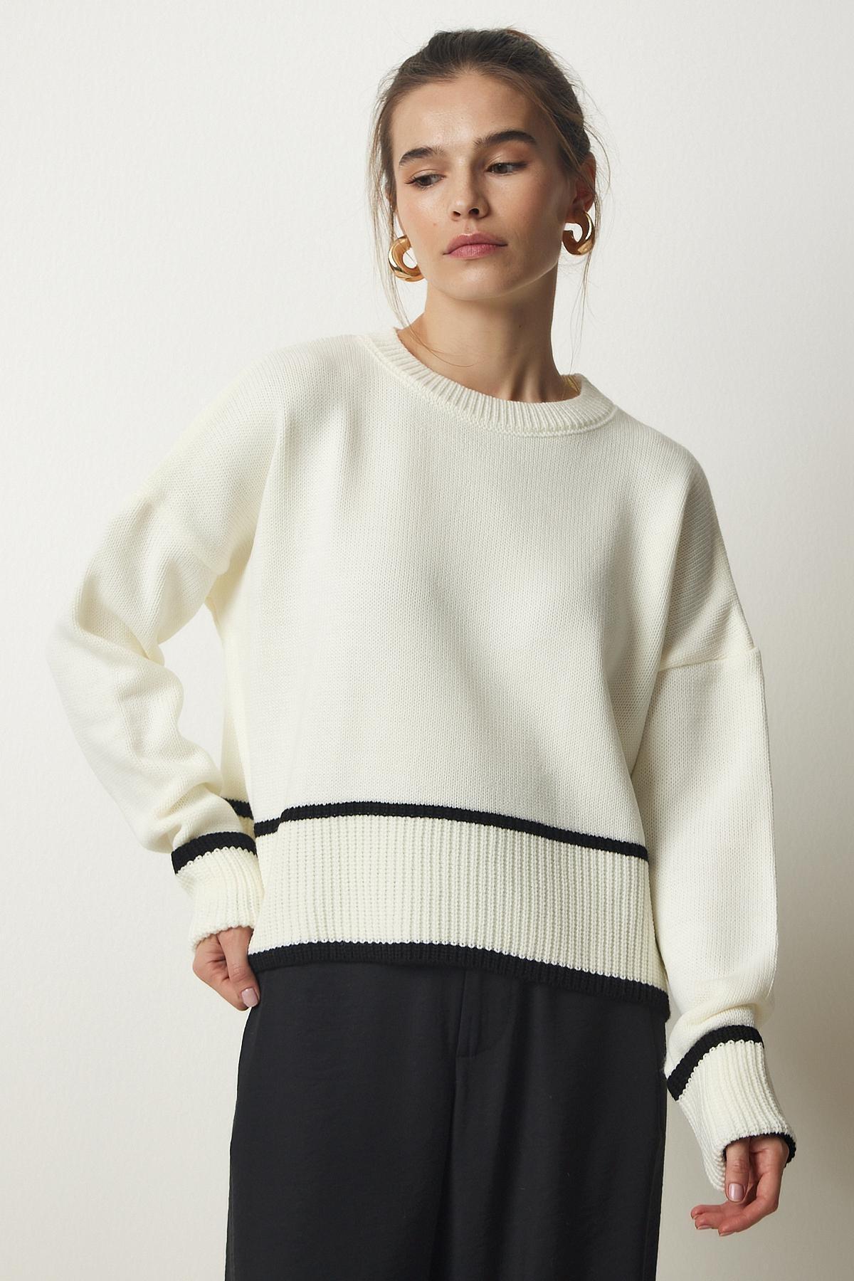 Ecru Ribbon Detailed Sweater, , large image number 3