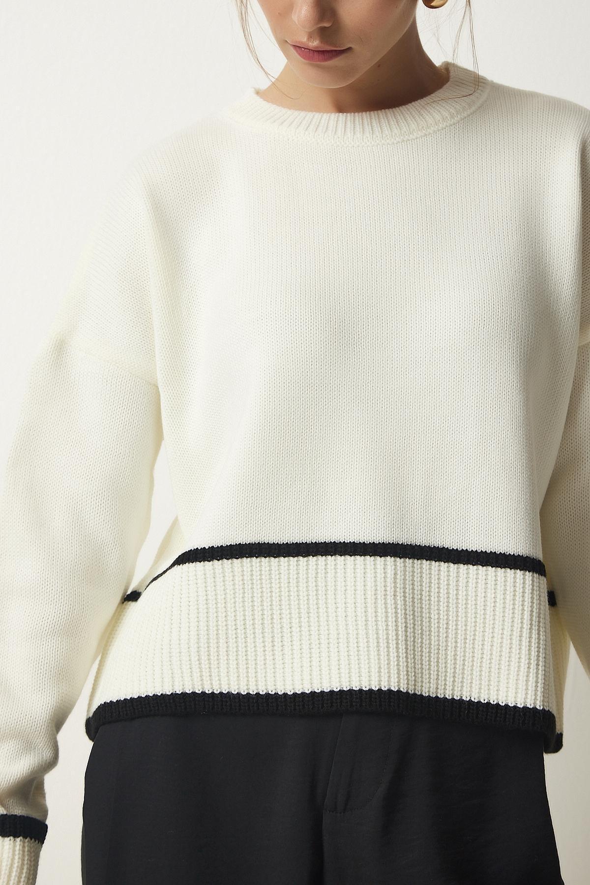 Ecru Ribbon Detailed Sweater, , large image number 5