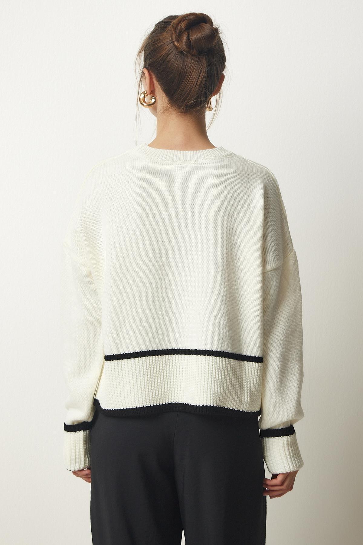 Ecru Ribbon Detailed Sweater, , large image number 6