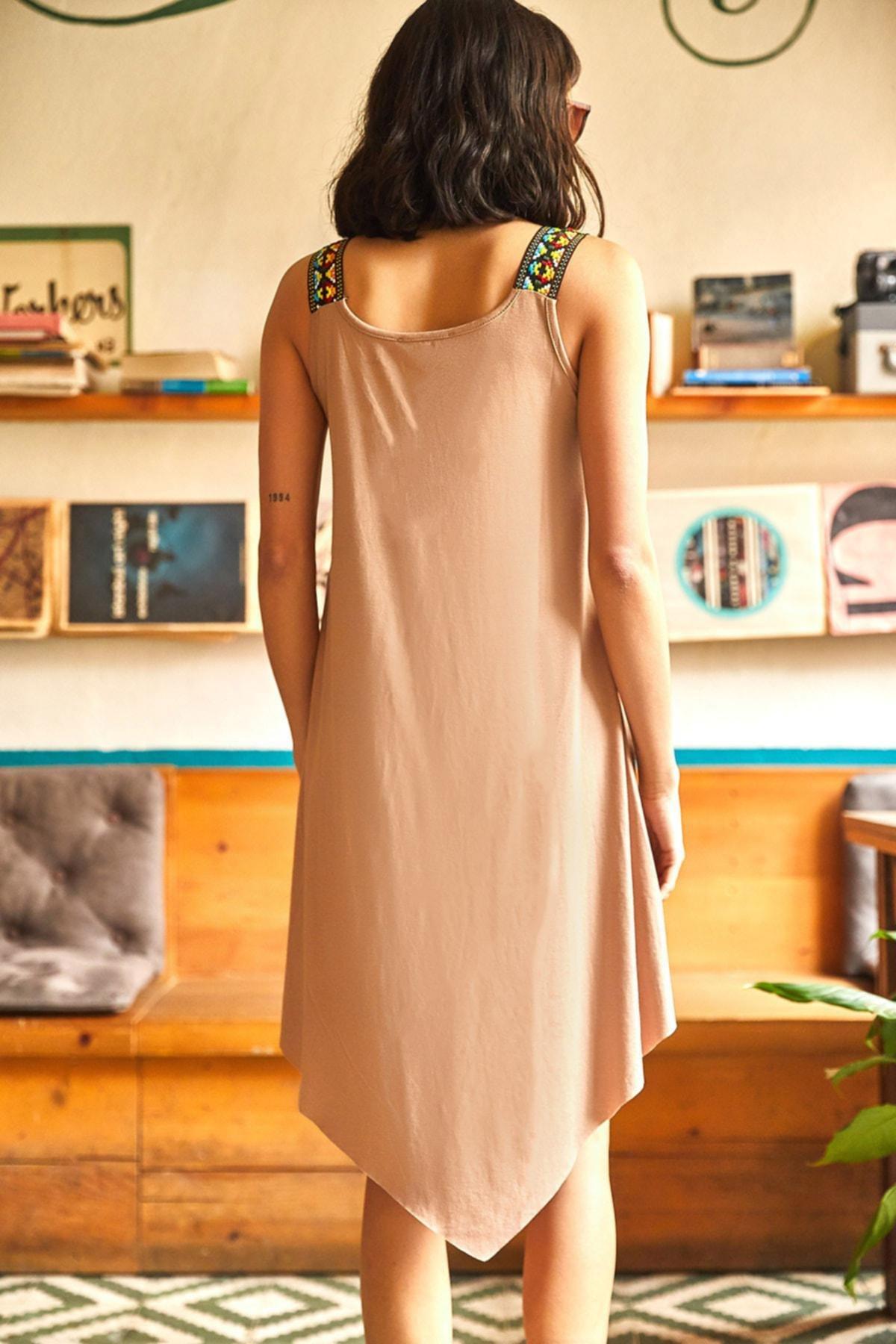 Beige Asymmetric Dress, Beige, large image number 2