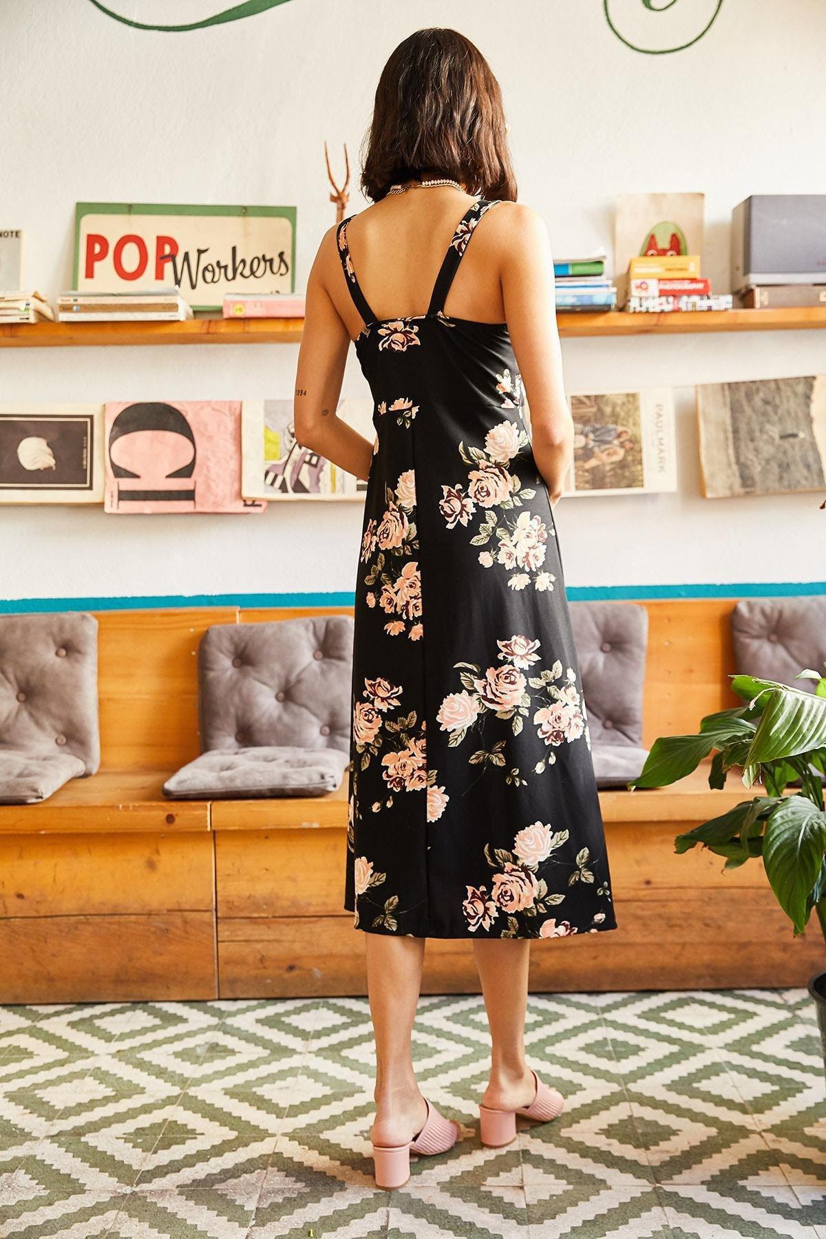 Black Zipper Patterned Dress, , large image number 2