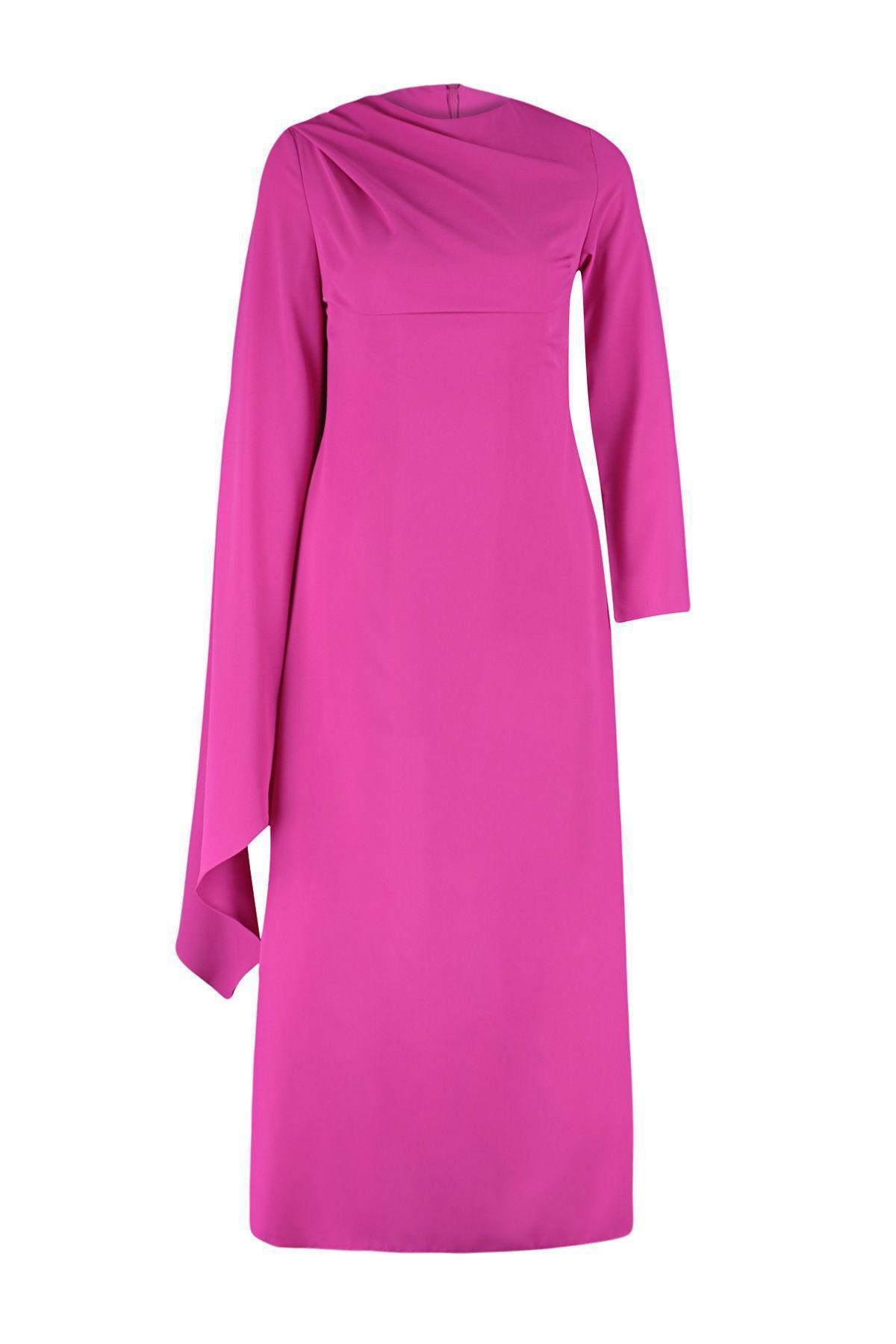 Fuchsia Asymmetric Formal Maxi Dress, , large image number 1