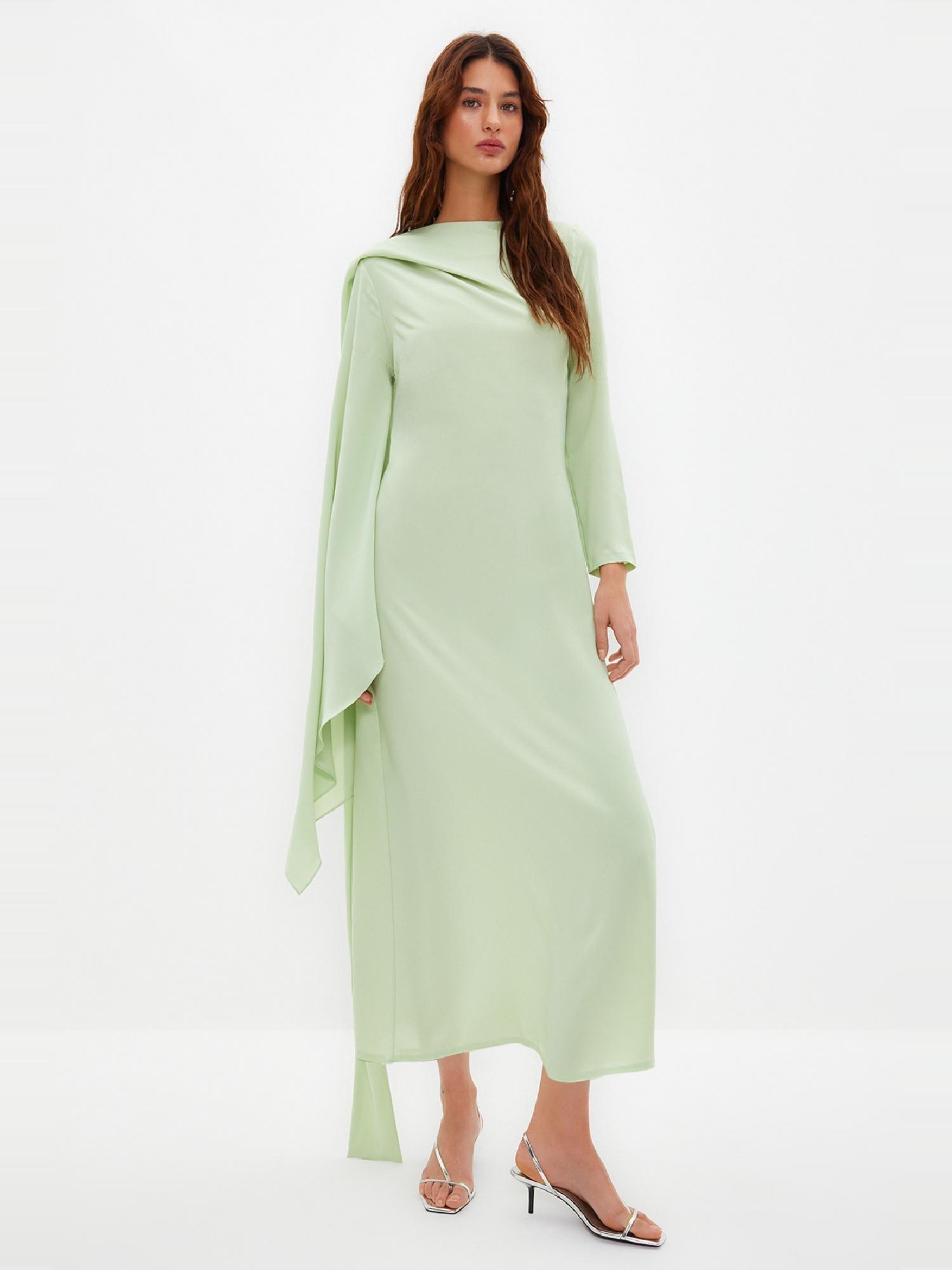 Green Detailed Occasionwear Dress, , large image number 0