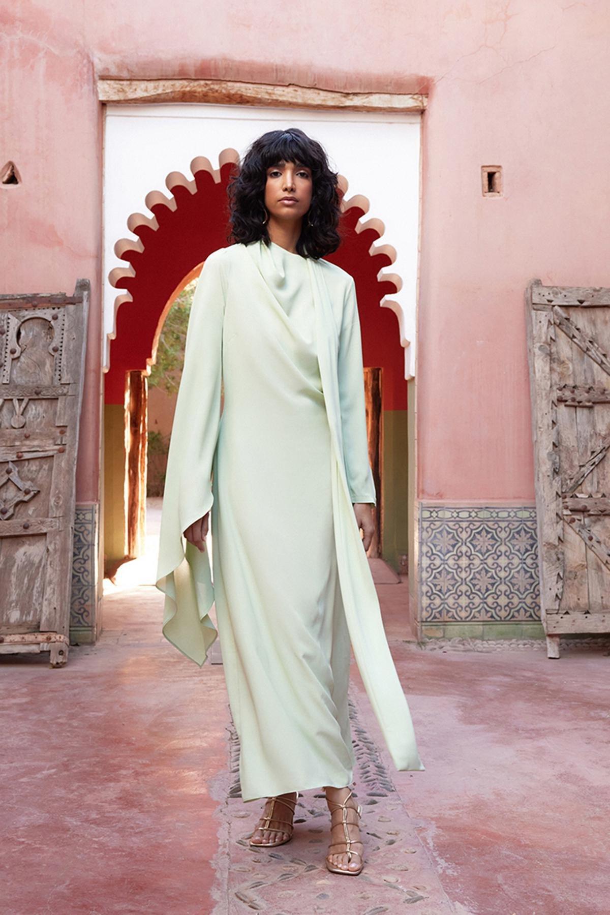 Green Detailed Occasionwear Dress, , large image number 1
