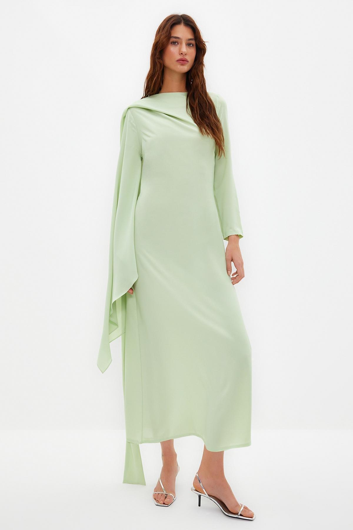 Green Detailed Occasionwear Dress, , large image number 5